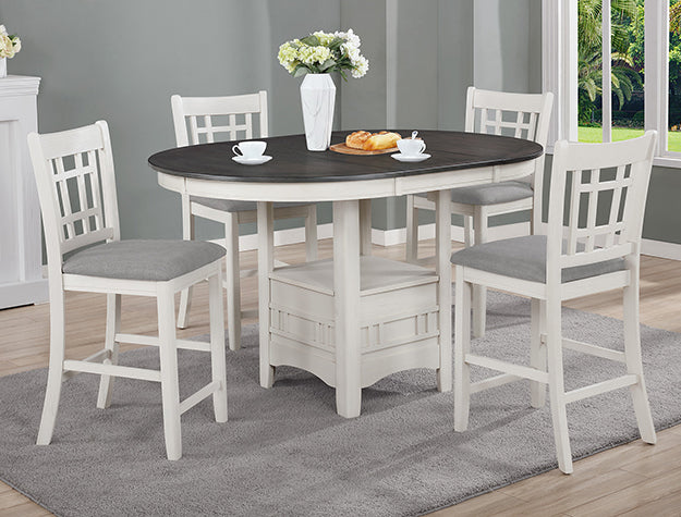 Hartwell Chalk Grey Counter Height Set — Extension Table & Chairs