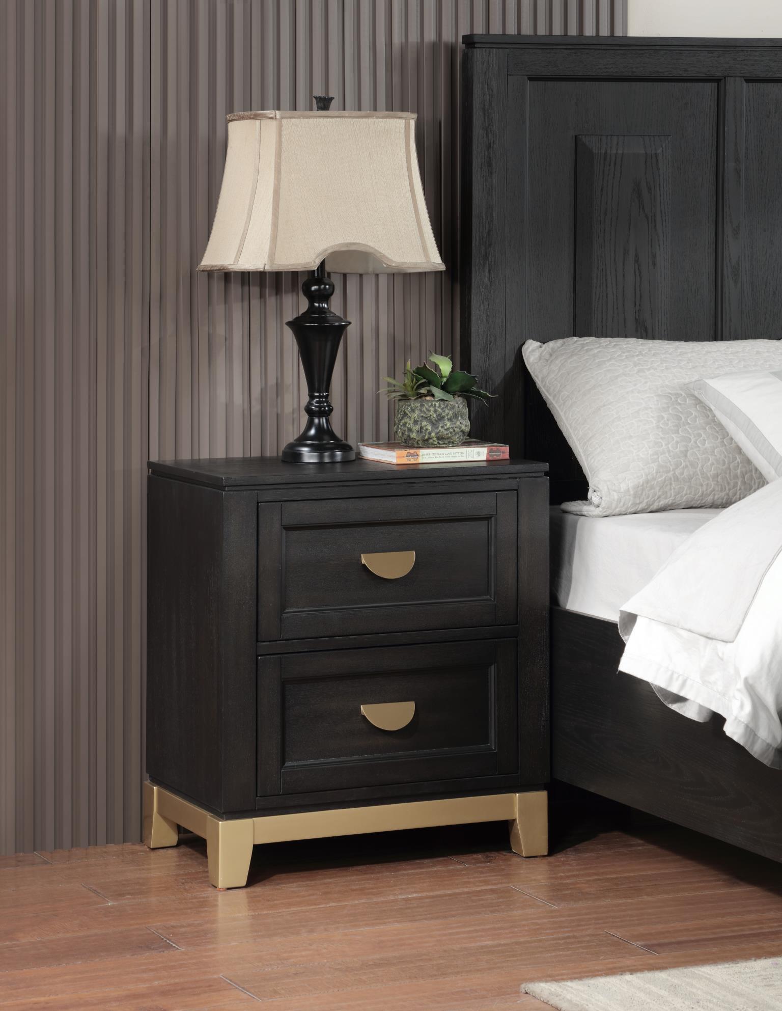 B236 - Nightstand - Black / Gold