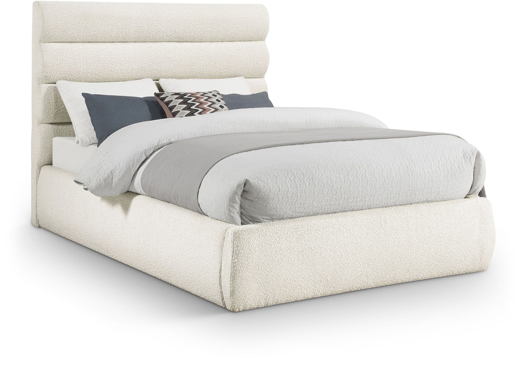 Adam - Boucle Fabric Bed With 52" Headboard