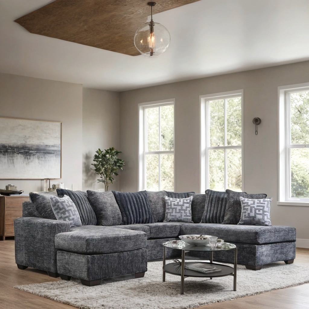 2875-07 Charcoal Sectional — LAF Sofa & RAF Chaise