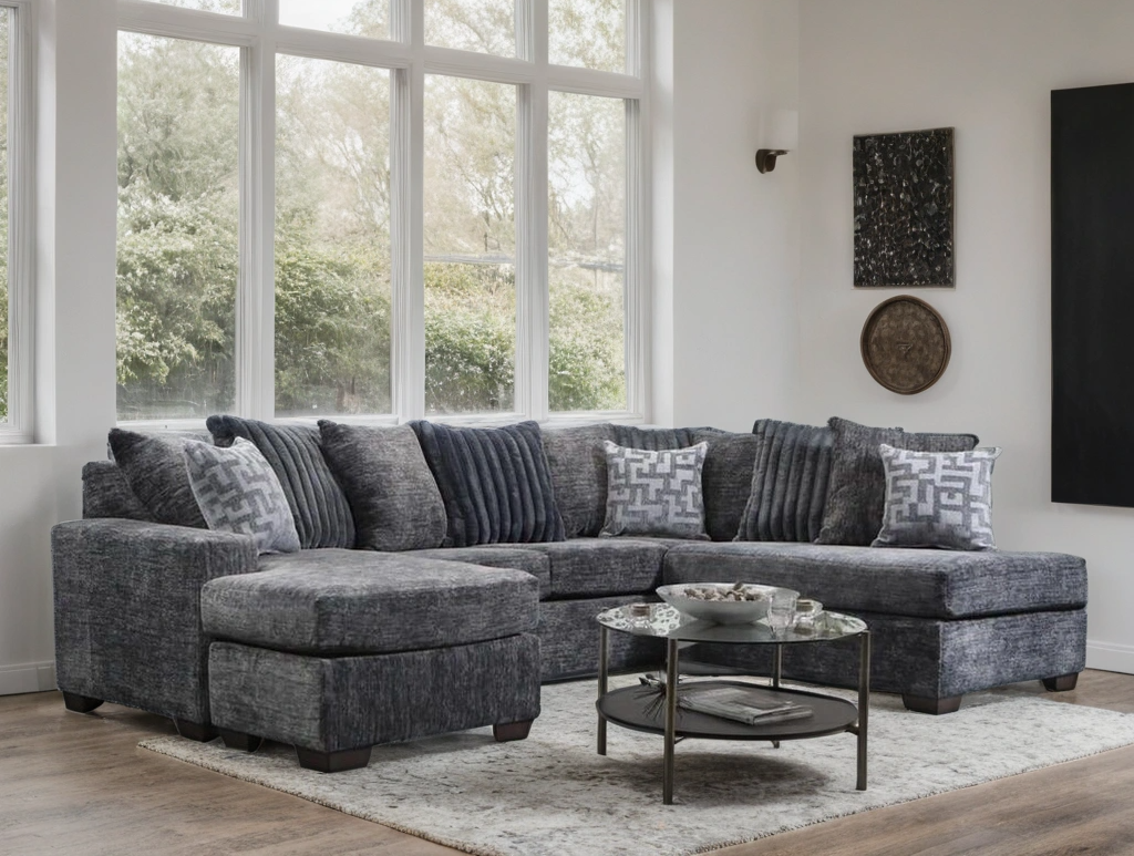 2875-07 Charcoal Sectional — LAF Sofa & RAF Chaise