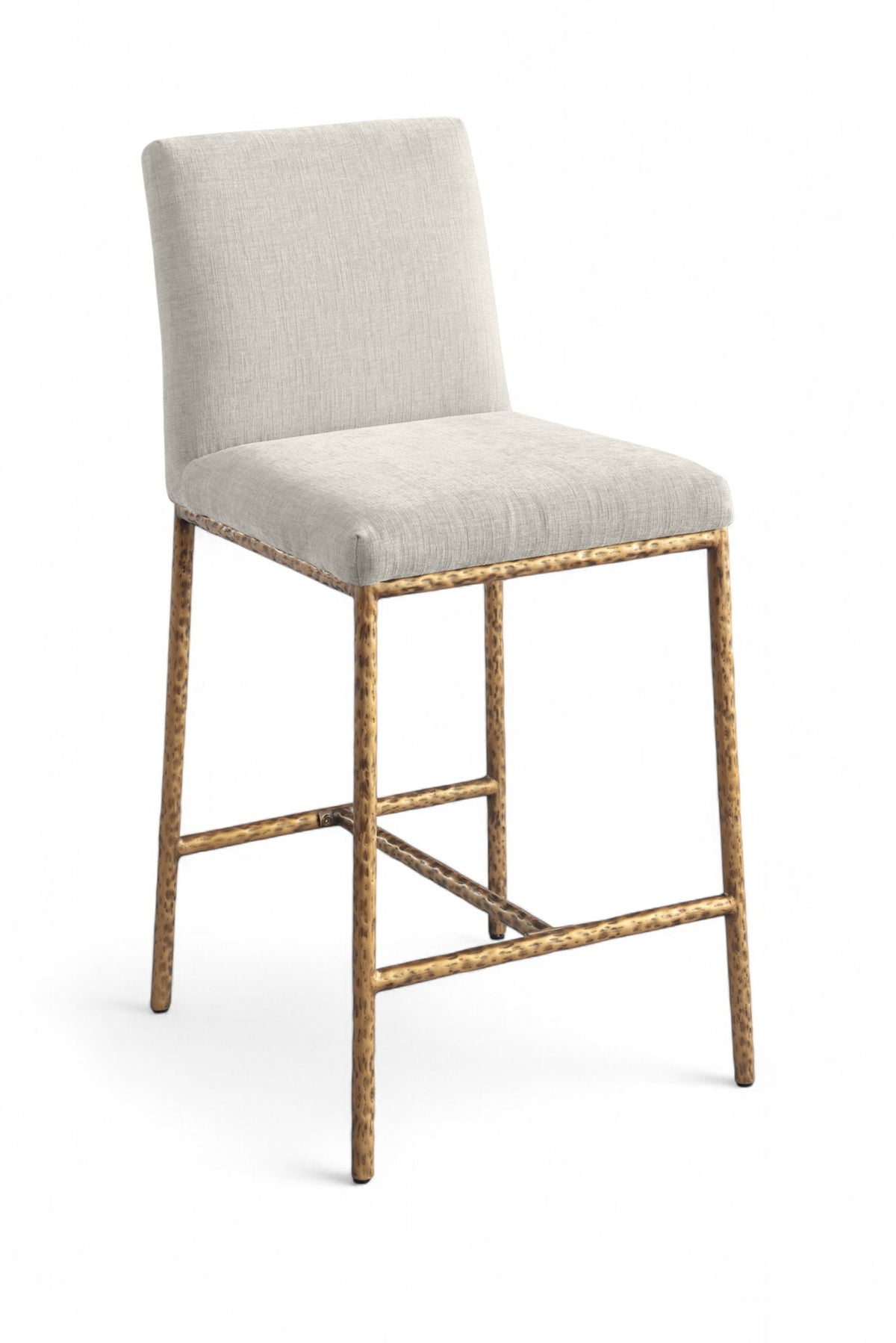 Reeves - Chenille Fabric Upholstered Counter Stool (Set of 2) with Gold Base