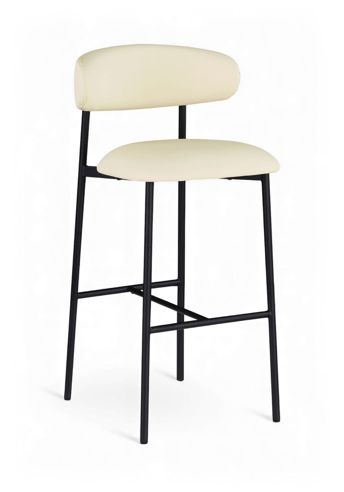 Lupita - Vegan Leather Upholstered Bar Stool With Matte Black Frame (Set of 2) - Black