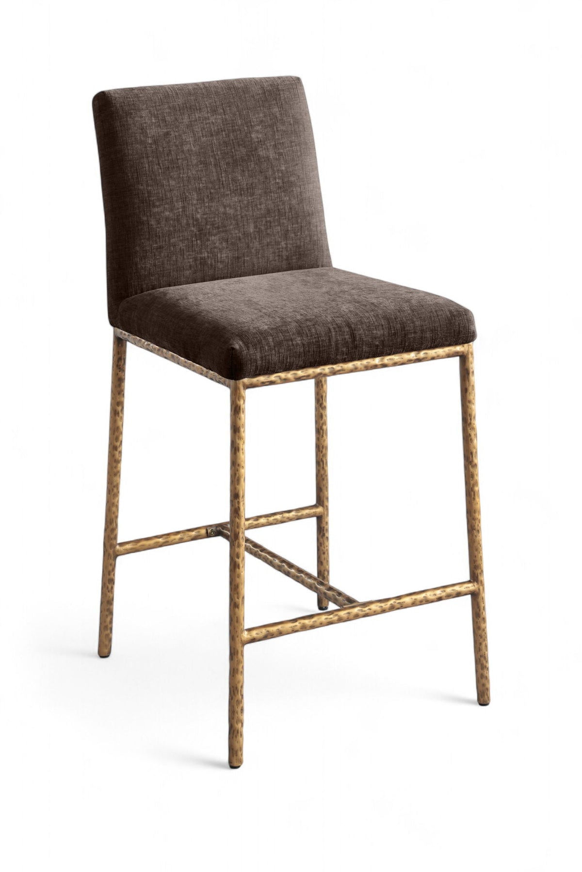 Reeves - Chenille Fabric Upholstered Counter Stool (Set of 2) with Gold Base