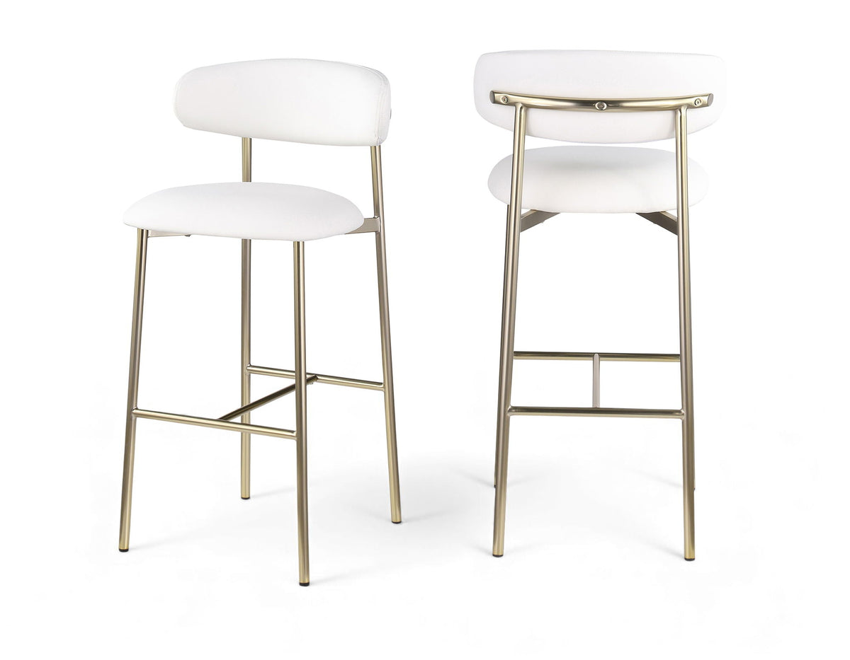 Lupita - Vegan Leather Upholstered Bar Stool (Set of 2) with Brushed Gold Frame