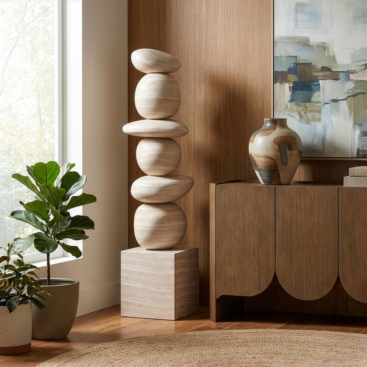 Torix Concrete Floor Sculpture — Cream or Travertine