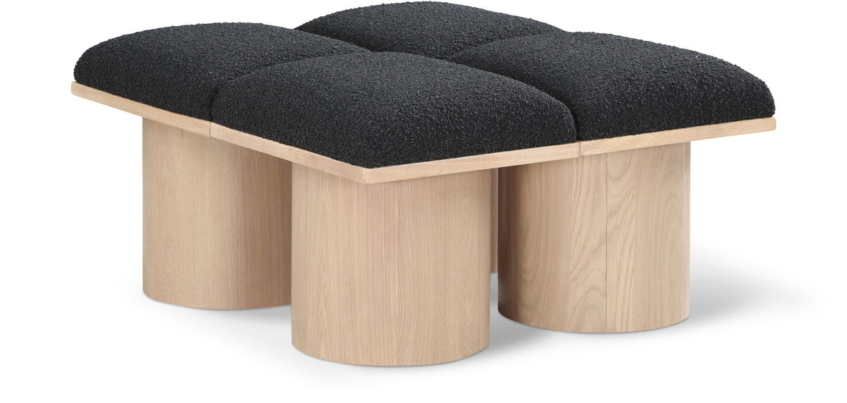 Pavilion Modular Bench 4-Piece Bench, 31"W x 36"D — Black / Natural Base