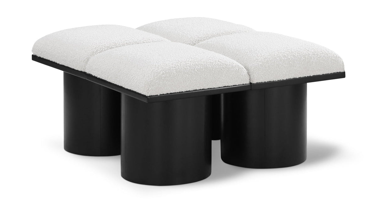 Pavilion Modular Bench 4-Piece Bench, 31"W x 36"D — Cream / Black Base