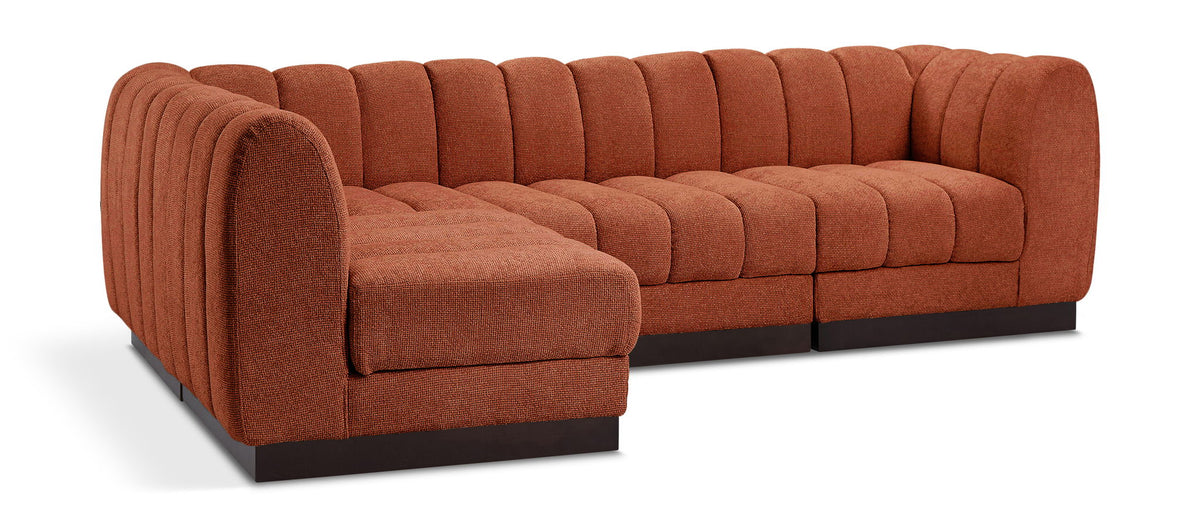 Quinn Chenille Modular Sectional — 4-Piece Sectional — Cognac