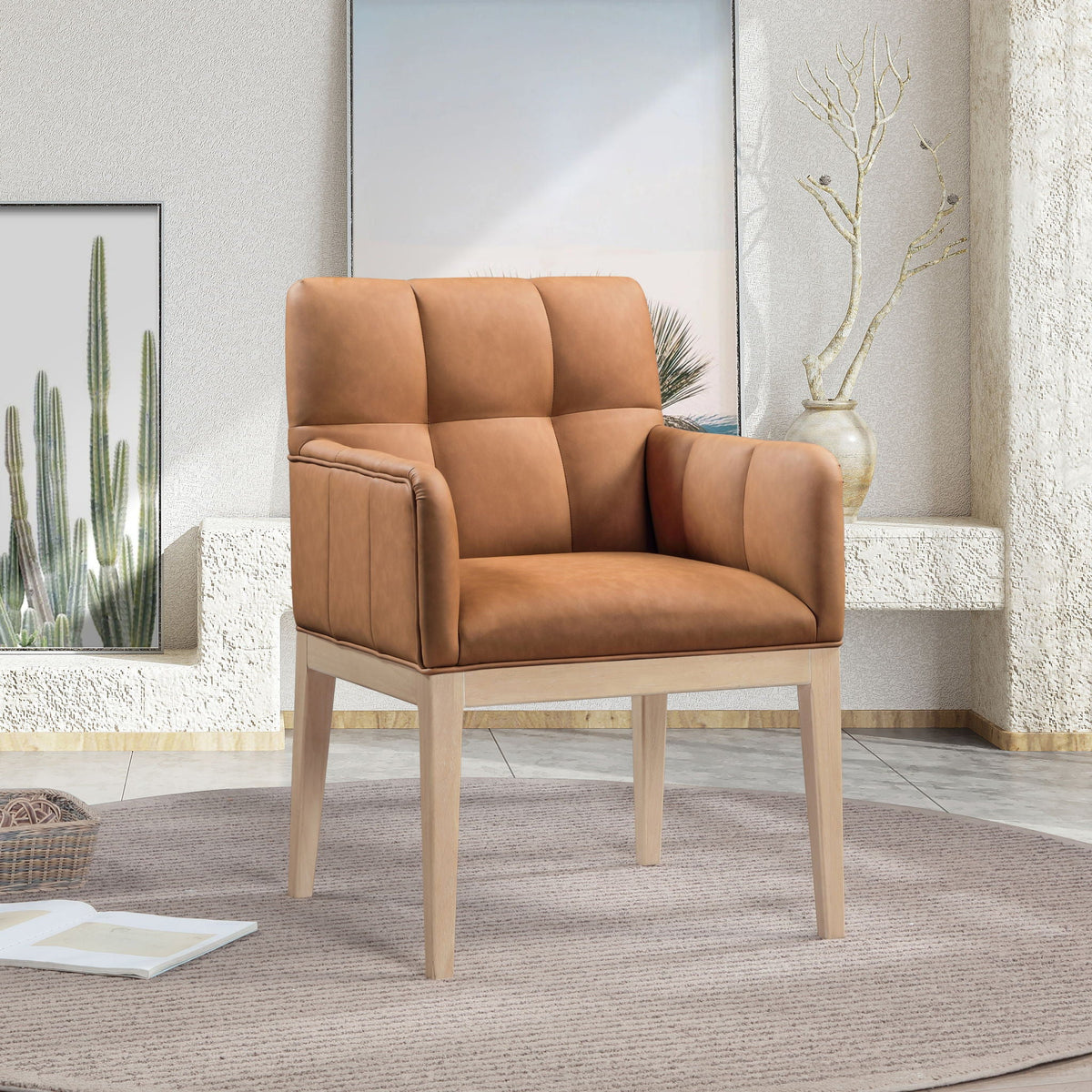 Adrian - Dining Arm Chair (Set of 2) with Light Brown Legs