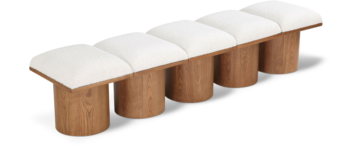 Pavilion Modular Bench 5-Piece Bench, 90"W x 15.5"D — Cream / Brown Base