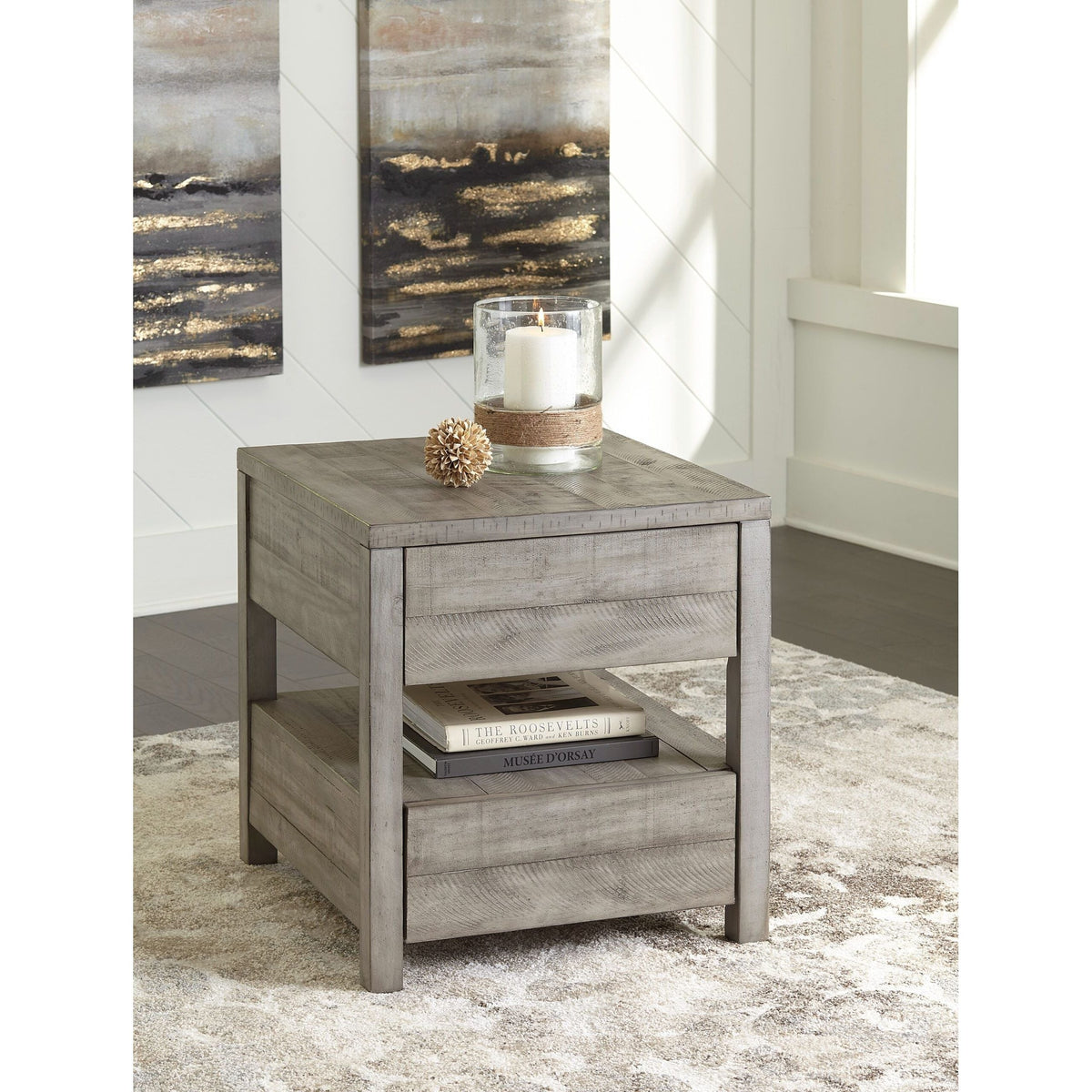 Krystanza Weathered Gray End Table