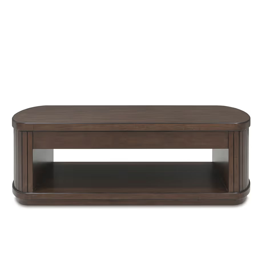 Korestone Dark Brown Lift-Top Coffee Table — Storage & Casters