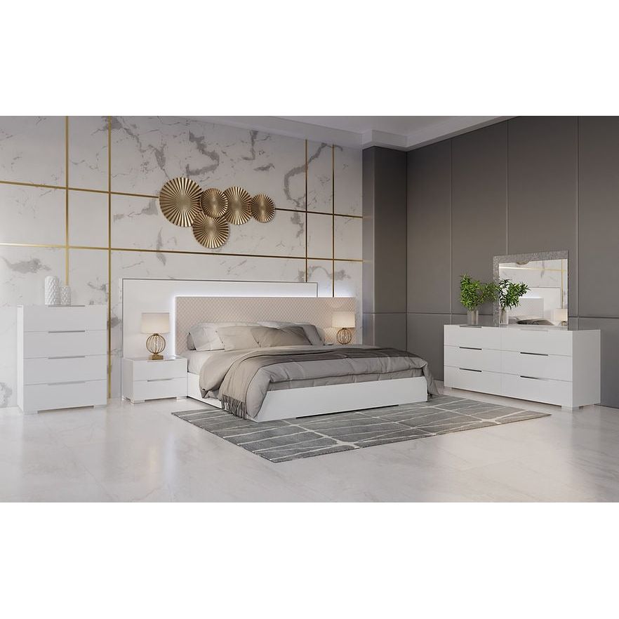 Fabiana High Gloss Bedroom Set — Italian Made with LED Bed