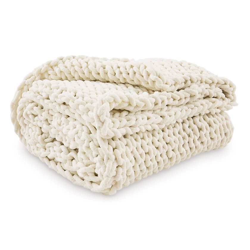 Chaddon Hand-Knitted Chenille Throw Blanket, 2 Colors
