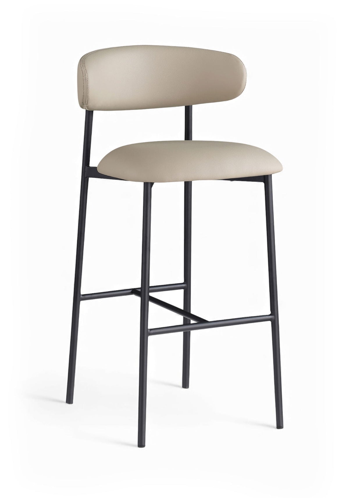 Lupita - Vegan Leather Upholstered Bar Stool With Matte Black Frame (Set of 2) - Black