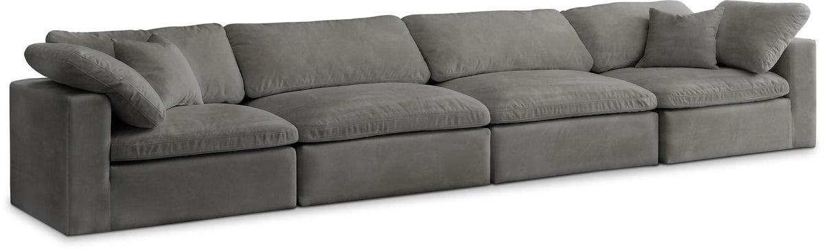 Cozy Velvet Modular Sectional — 4-Piece Sofa — Grey
