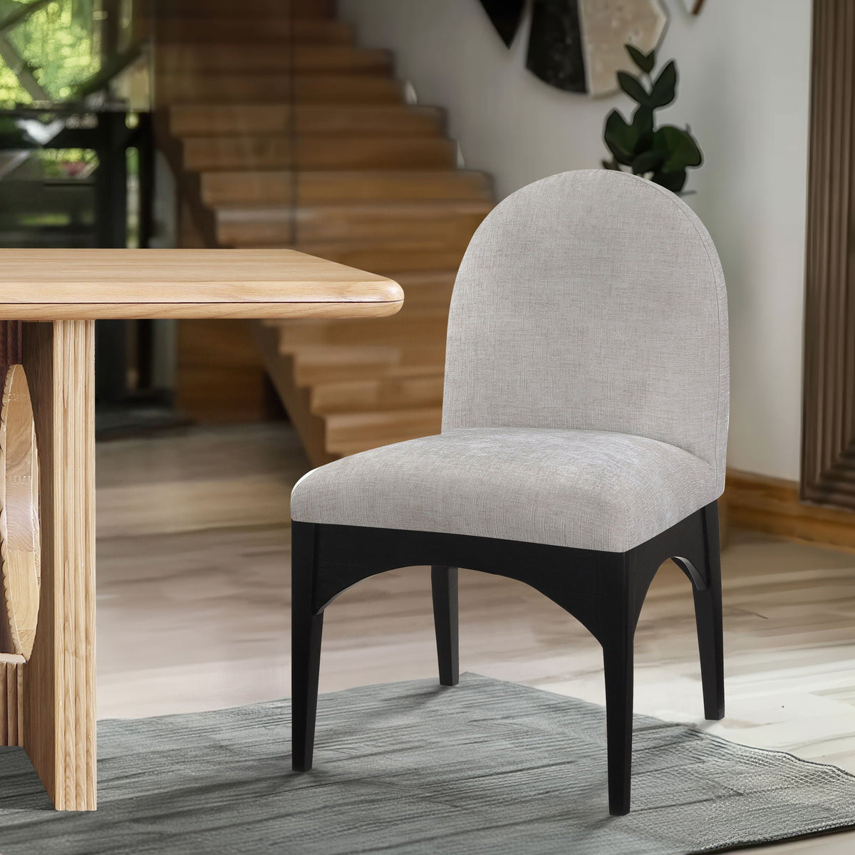 Waldorf - Chenille Dining Side Chair with Black Legs