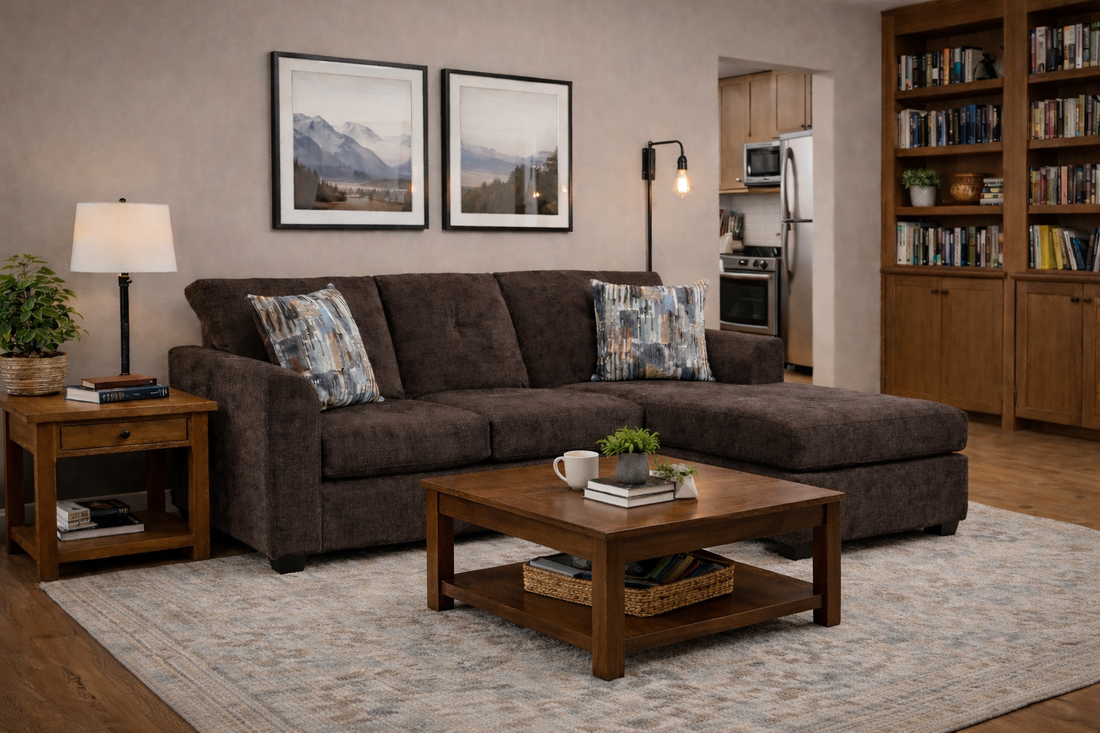 Washington 3006 Chocolate Sectional — Compact L-Shape
