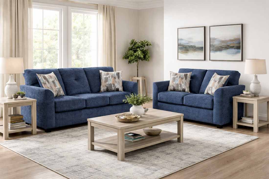 Washington 3000 Sofa & Loveseat — Gray, Navy or Chocolate