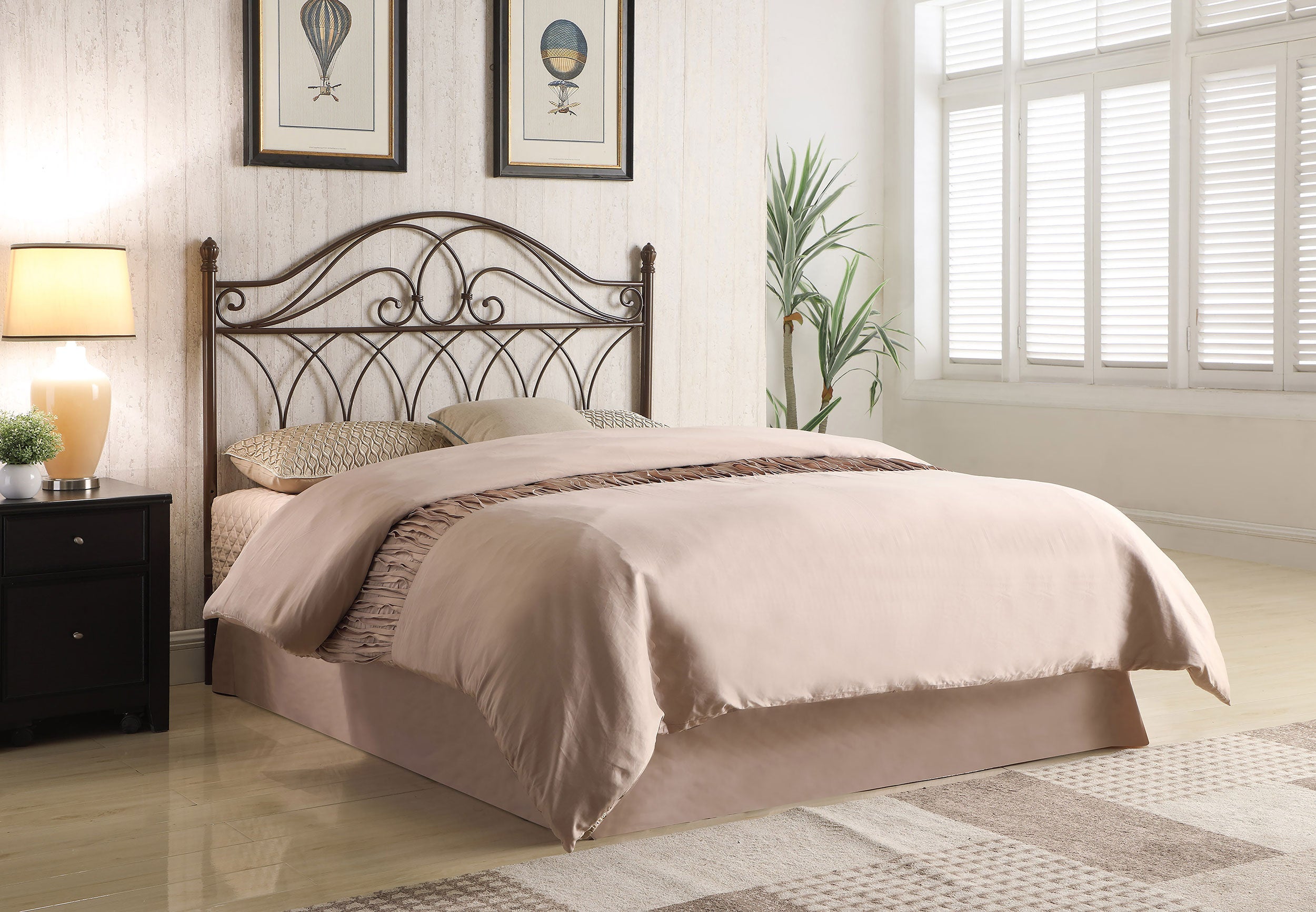 Zola / Full Metal Scroll Headboard Brown