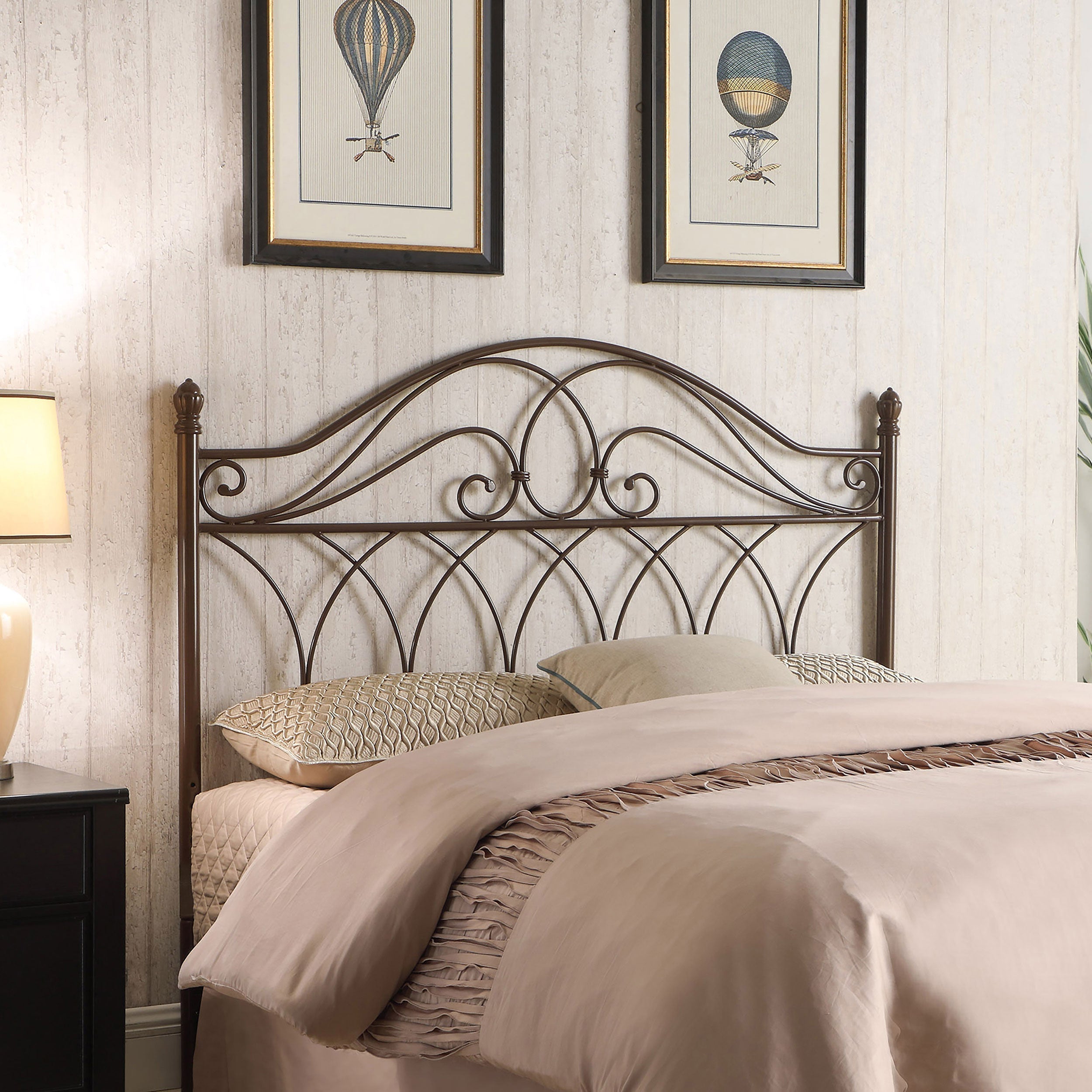 Zola / Full Metal Scroll Headboard Brown
