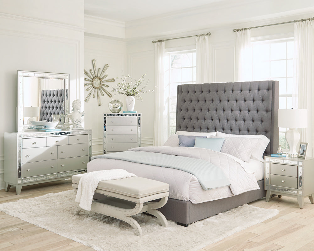 Camille Bedroom Set Grey and Metallic Mercury