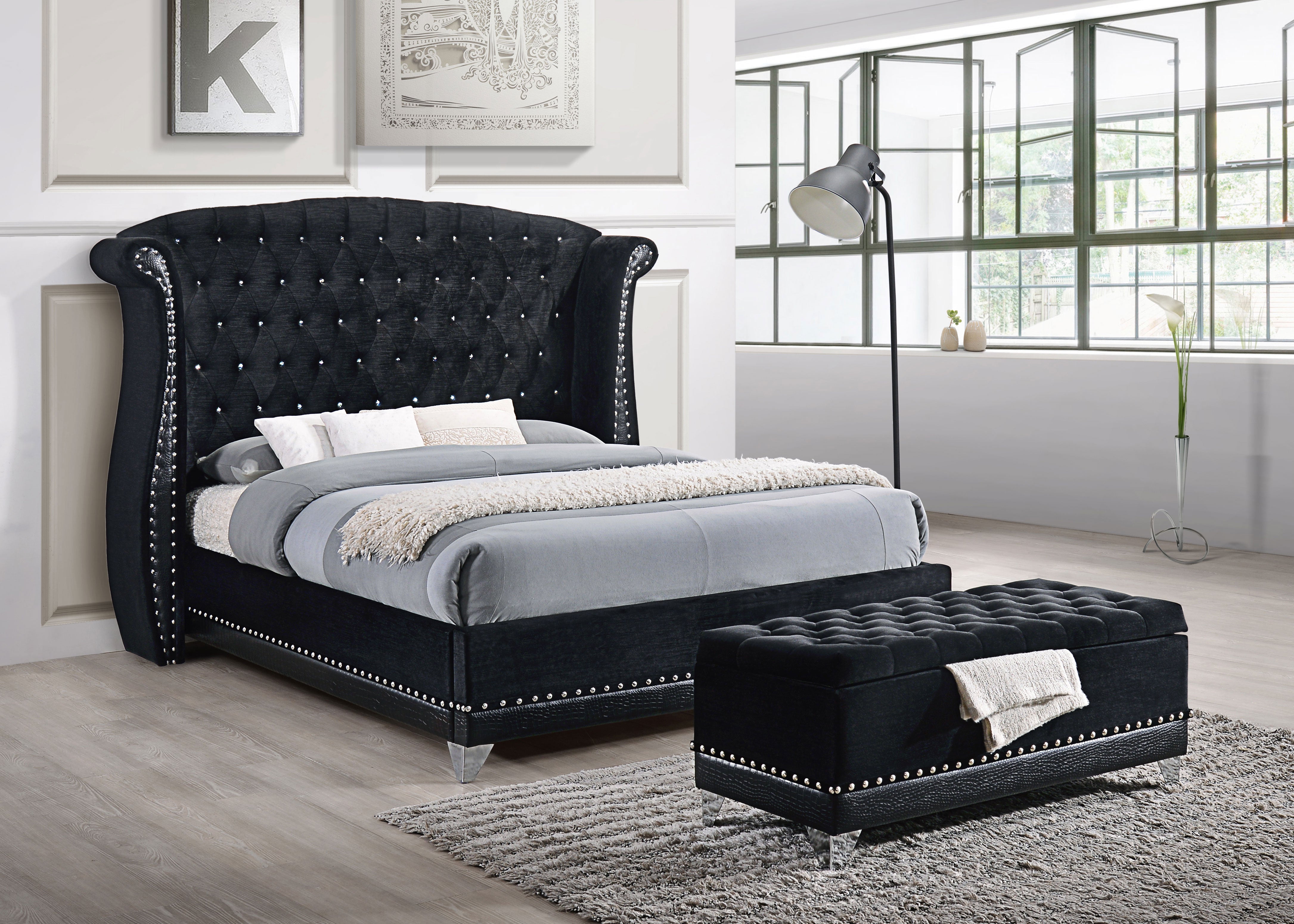 Barzini Tufted Upholstered Bed Black
