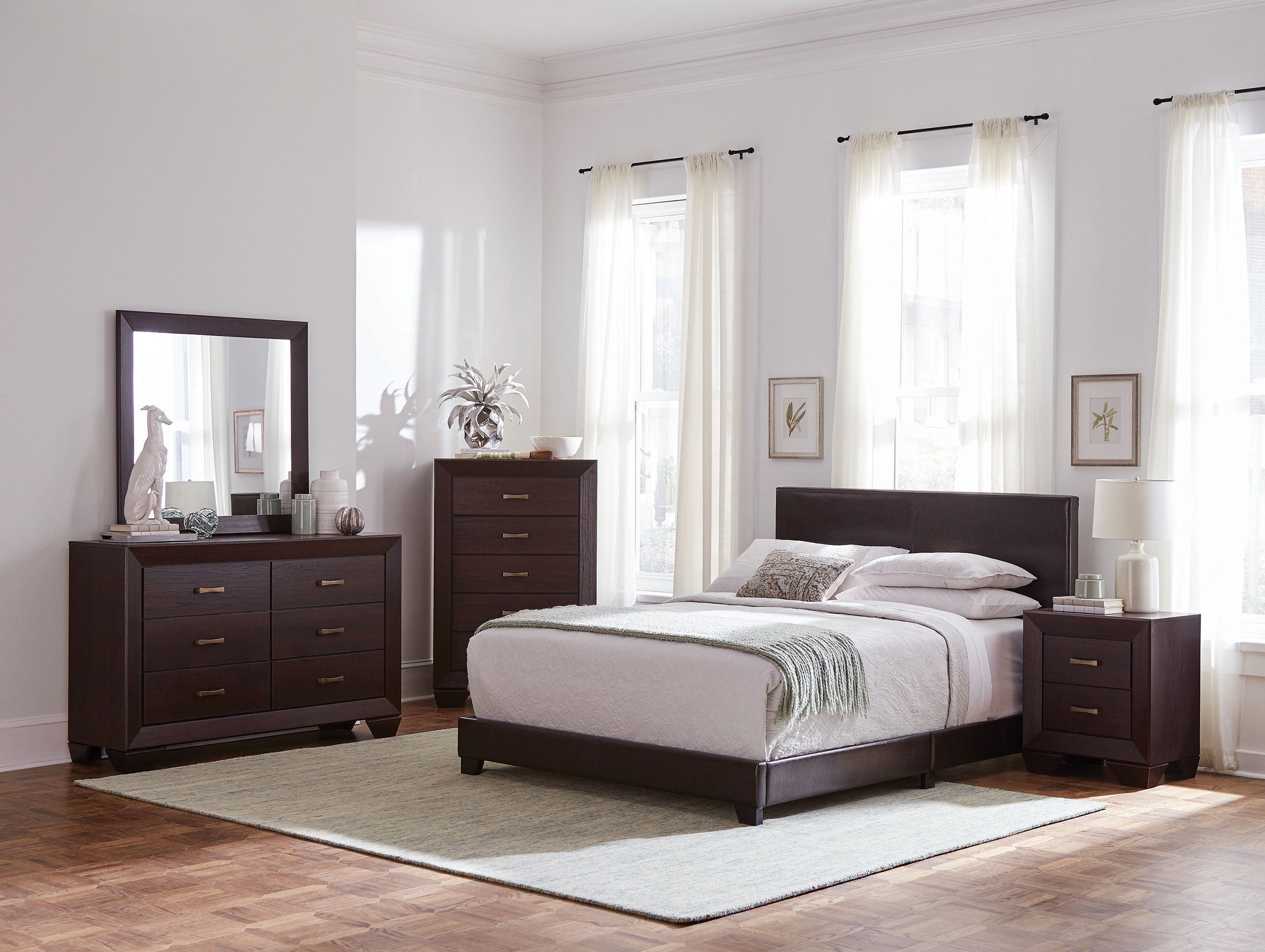 Dorian Bedroom Set Brown and Dark Cocoa