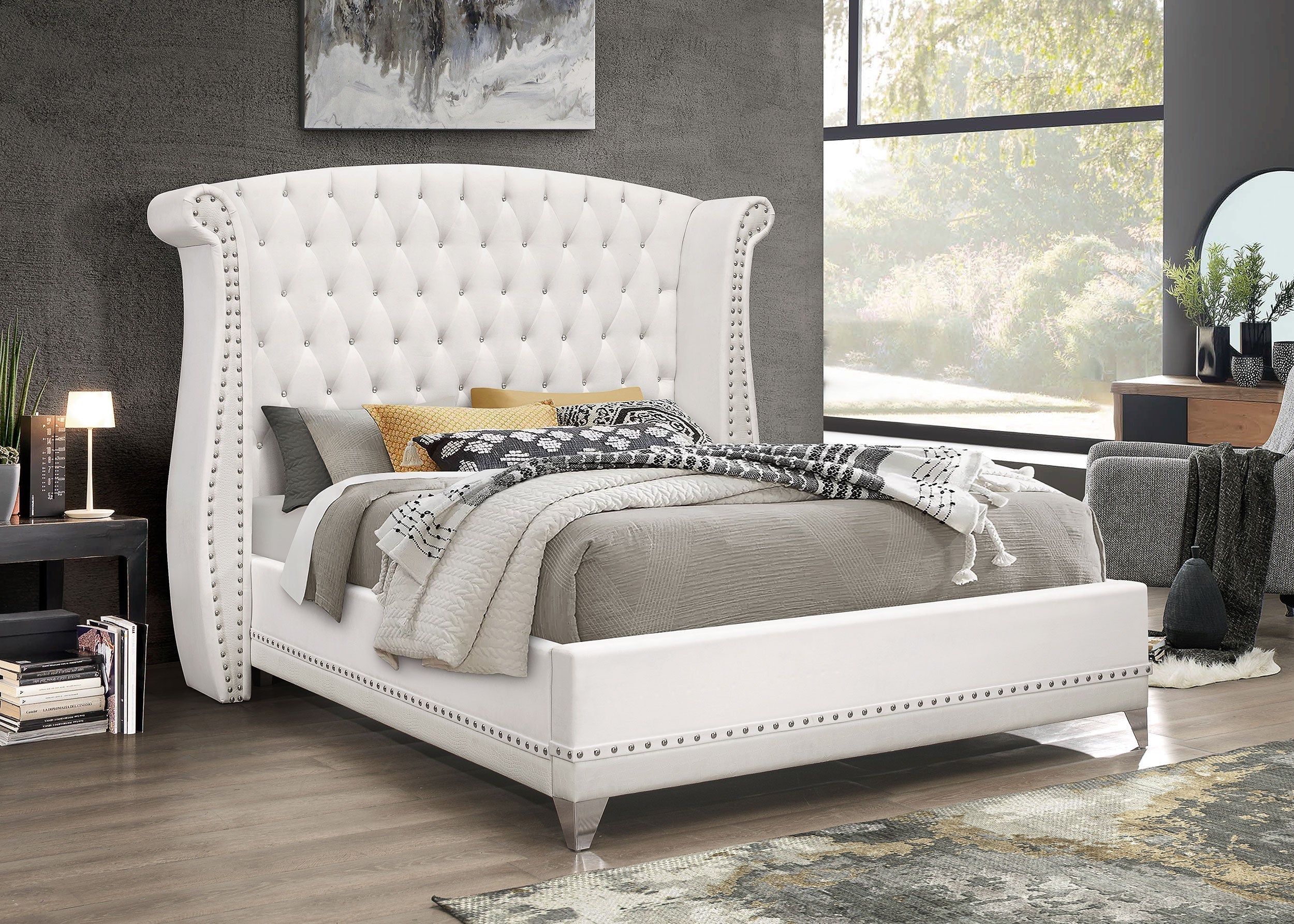 Barzini Wingback Tufted Bed White