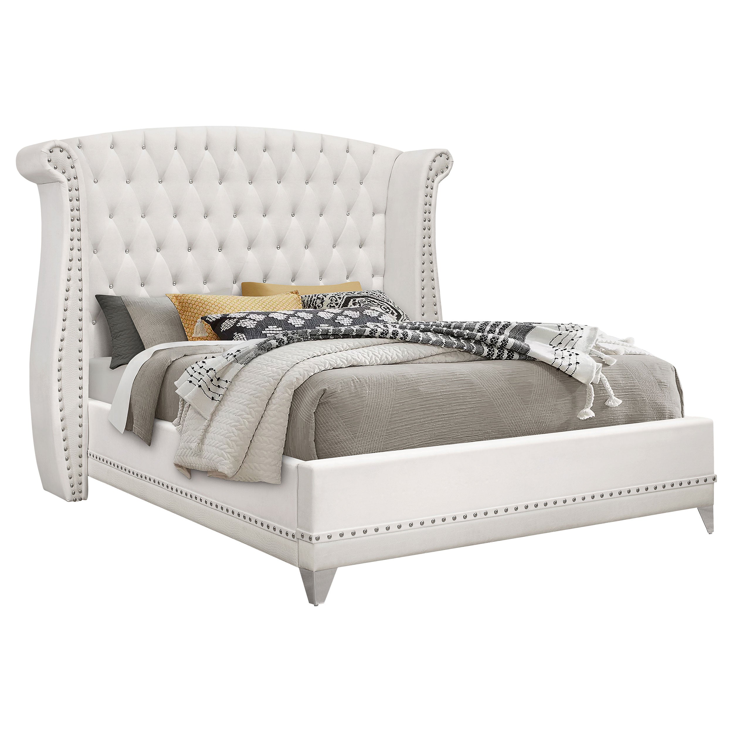 Barzini Wingback Tufted Bed White
