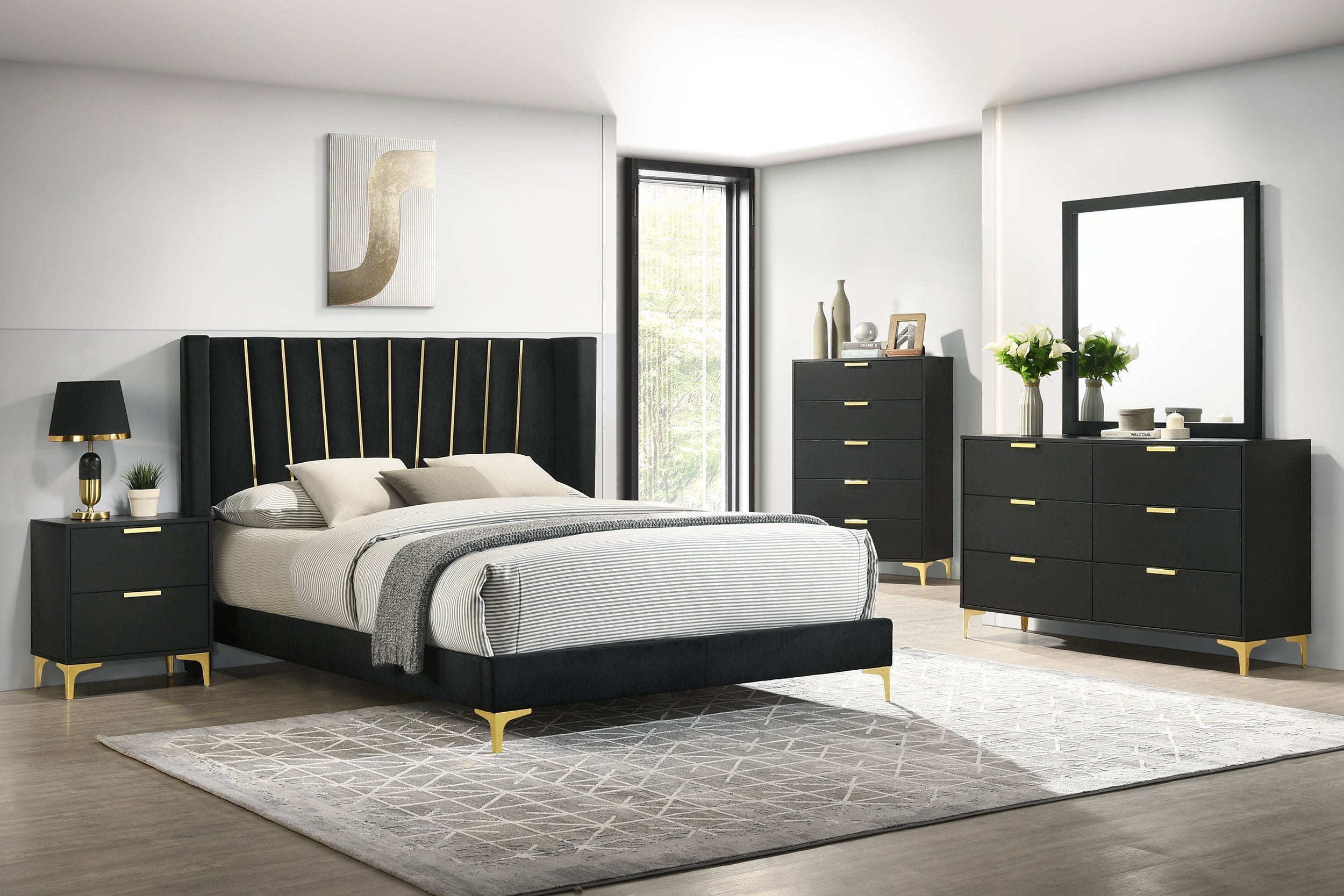 Kendall Upholstered Tufted Bedroom Set Black