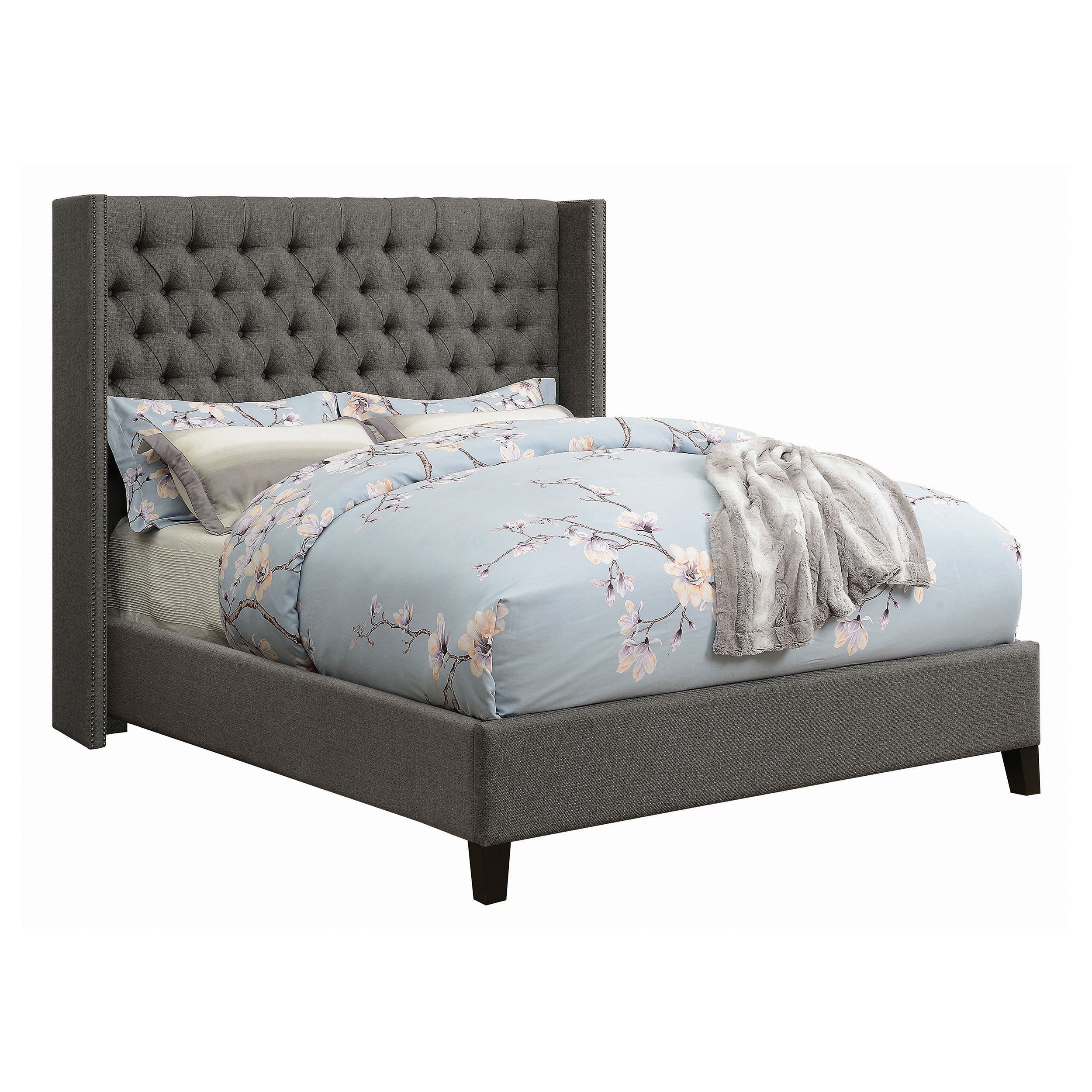 Bancroft Demi-wing Upholstered Bed Grey