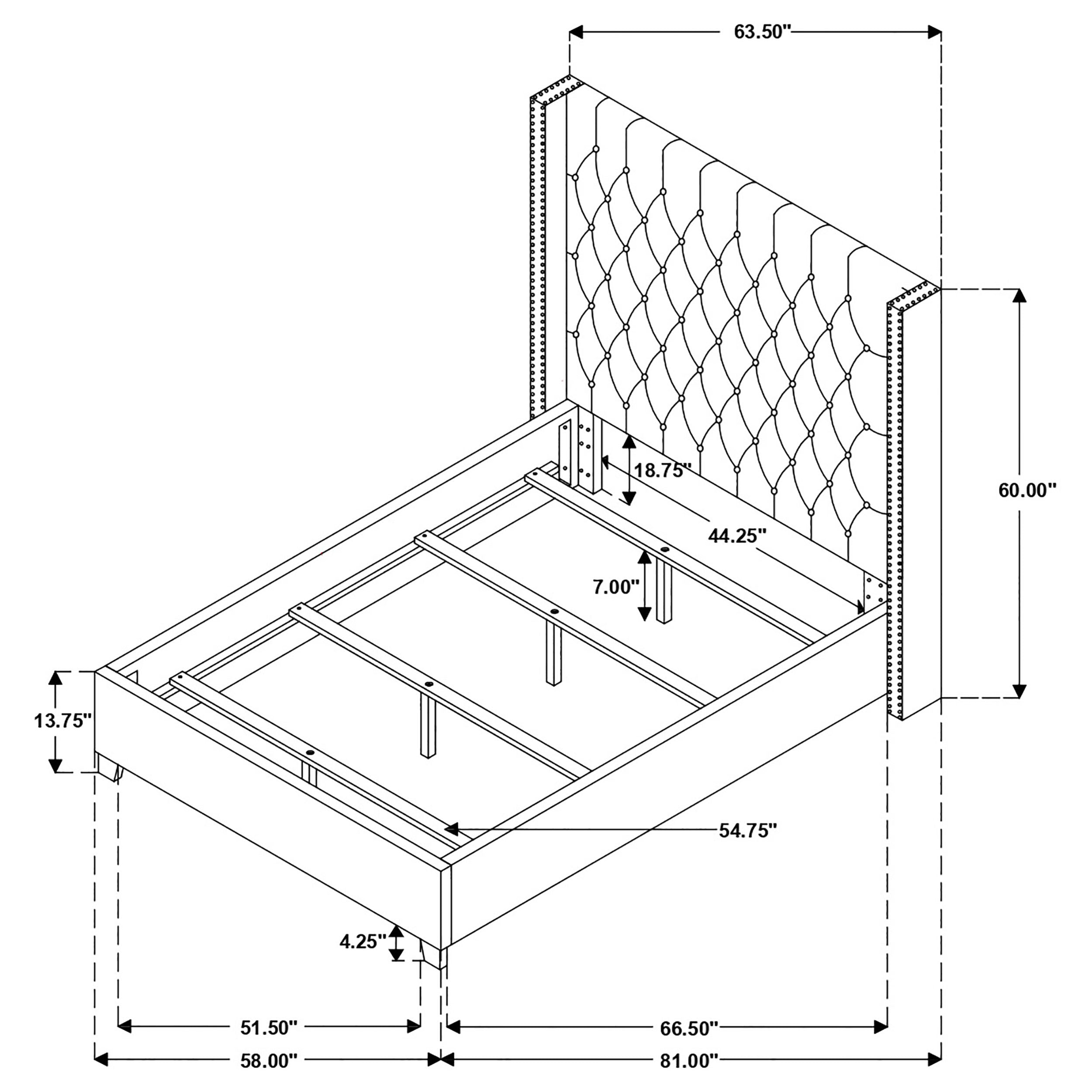 Bancroft Demi-wing Upholstered Bed Grey