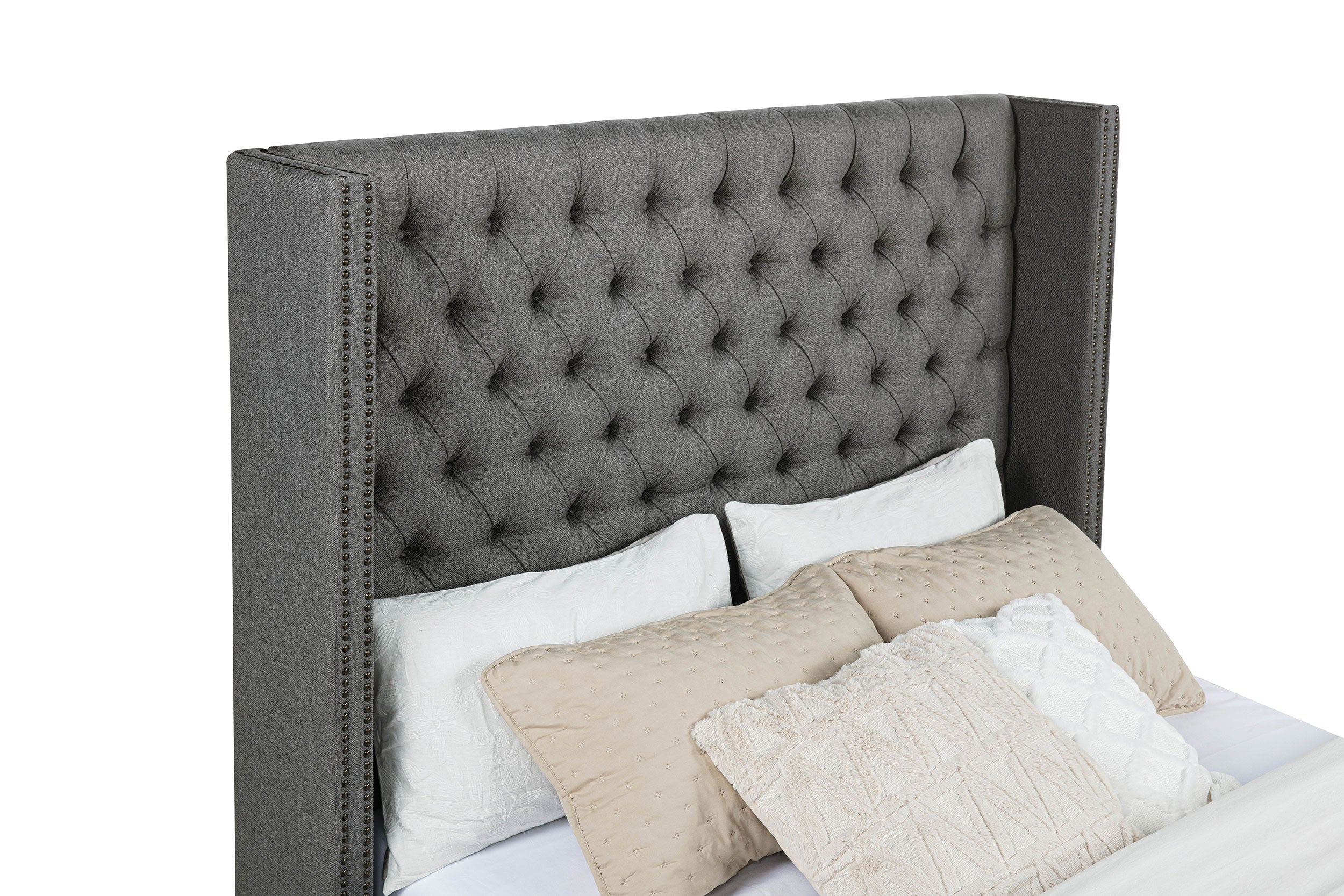 Bancroft Upholstered Wingback Bed Grey