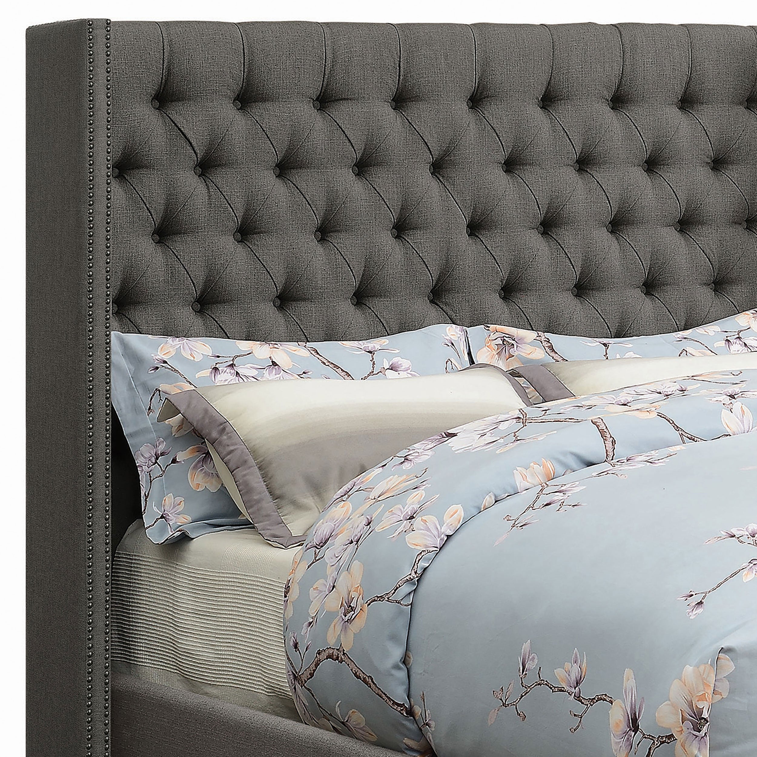 Bancroft Demi-wing Upholstered Bed Grey