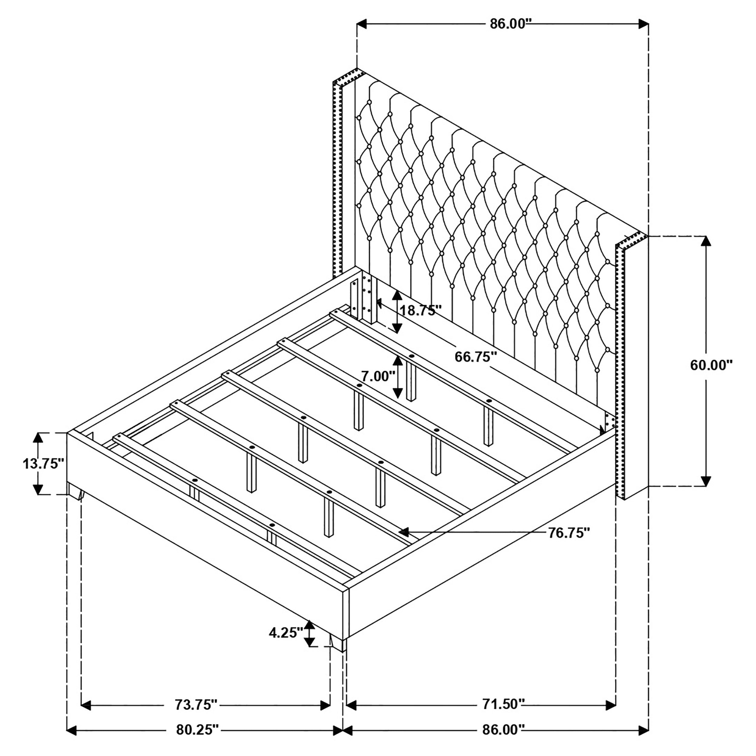 Bancroft Demi-wing Upholstered Bed Grey