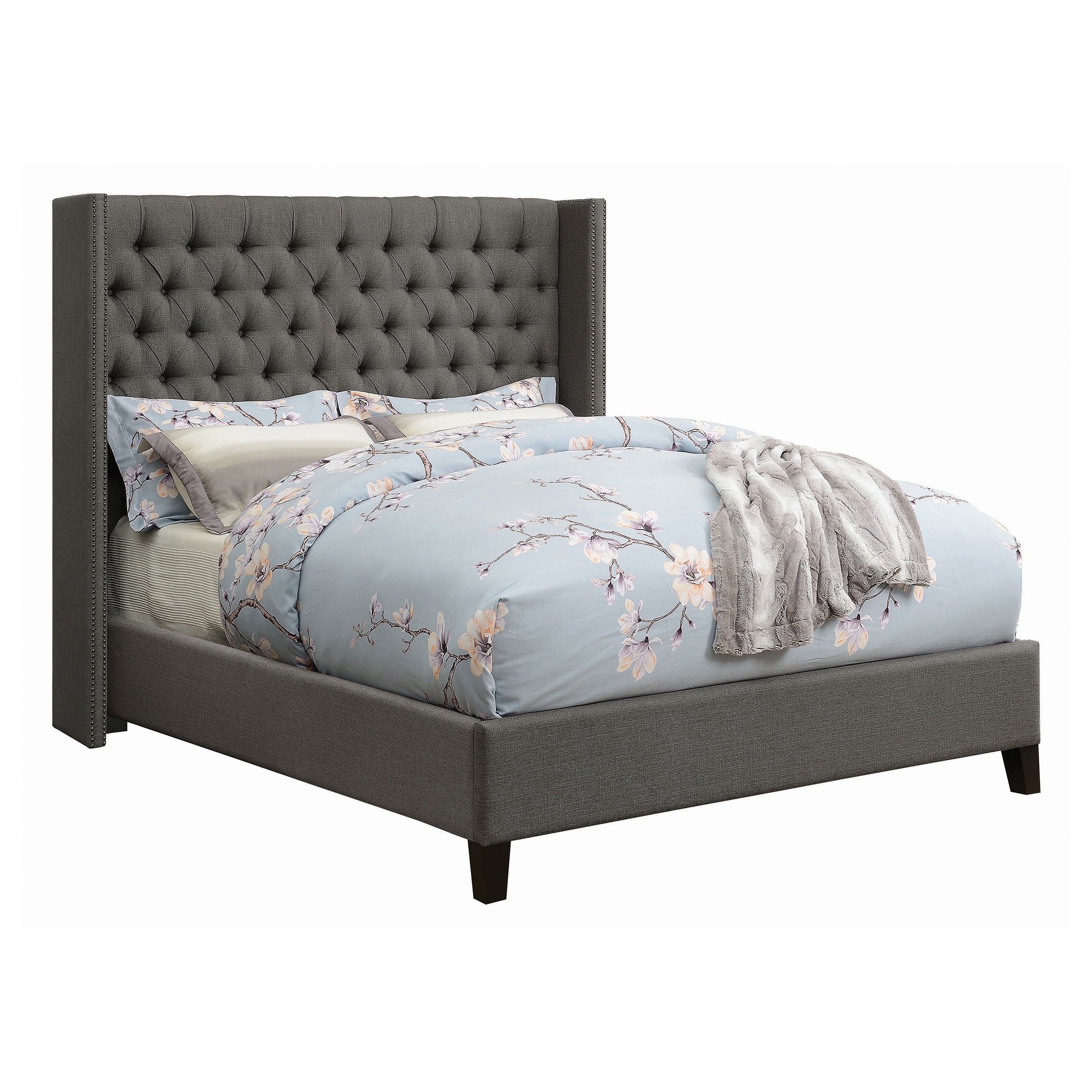 Bancroft Demi-wing Upholstered Bed Grey