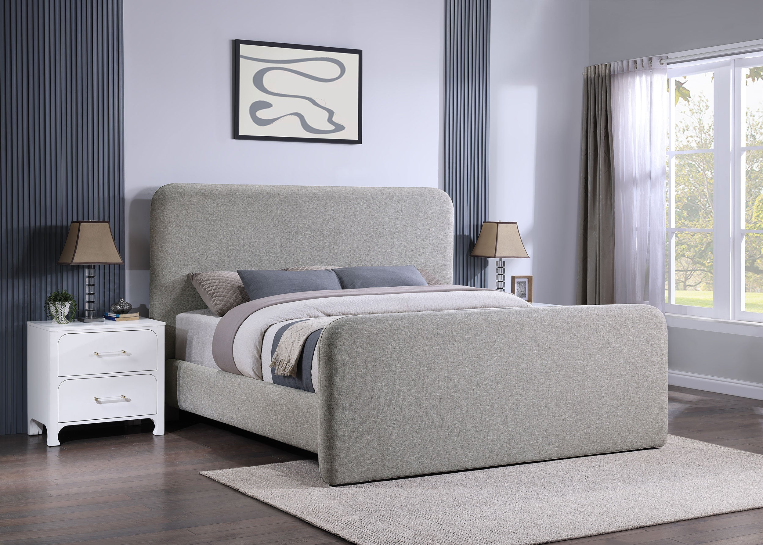 Wren Upholstered Panel Bed Grey