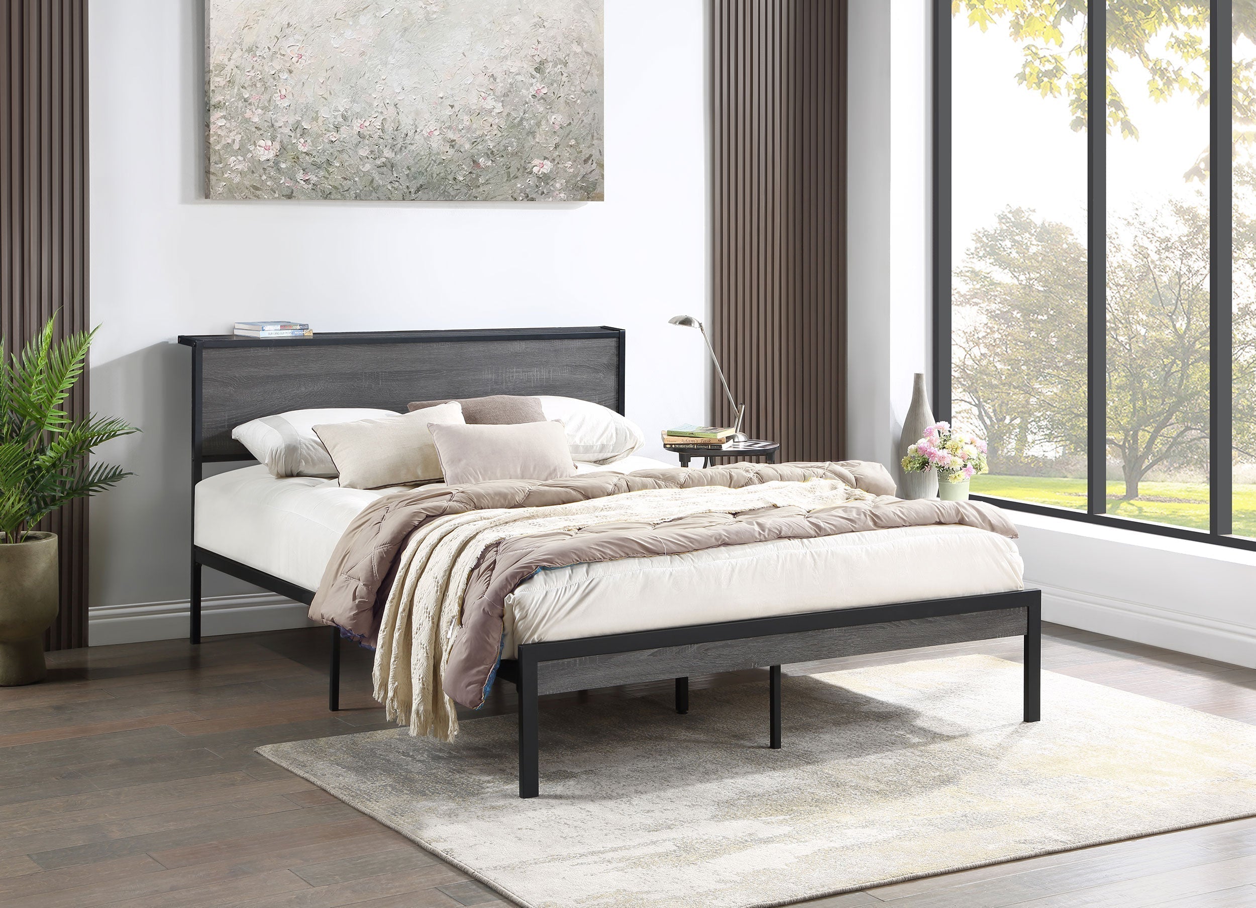 Ricky Platform Bed Grey and Black