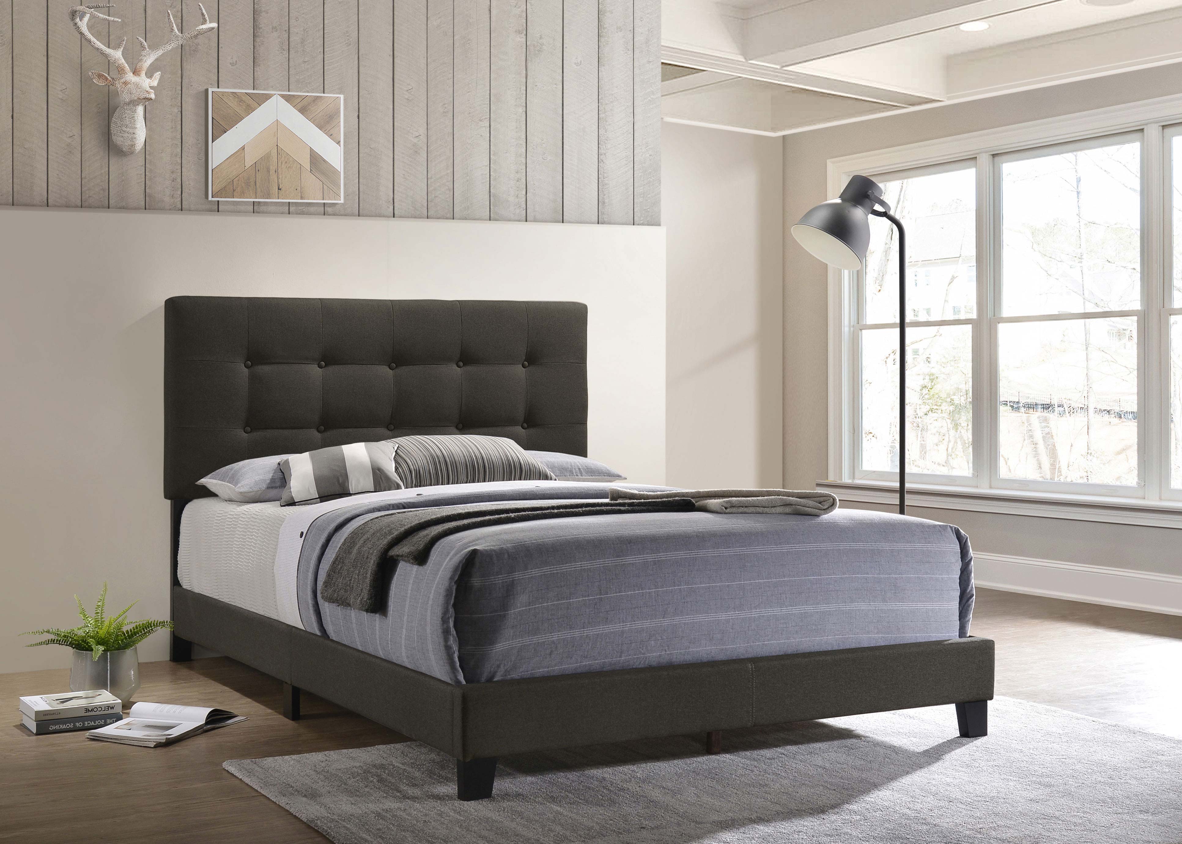 Mapes Tufted Upholstered Bed Charcoal