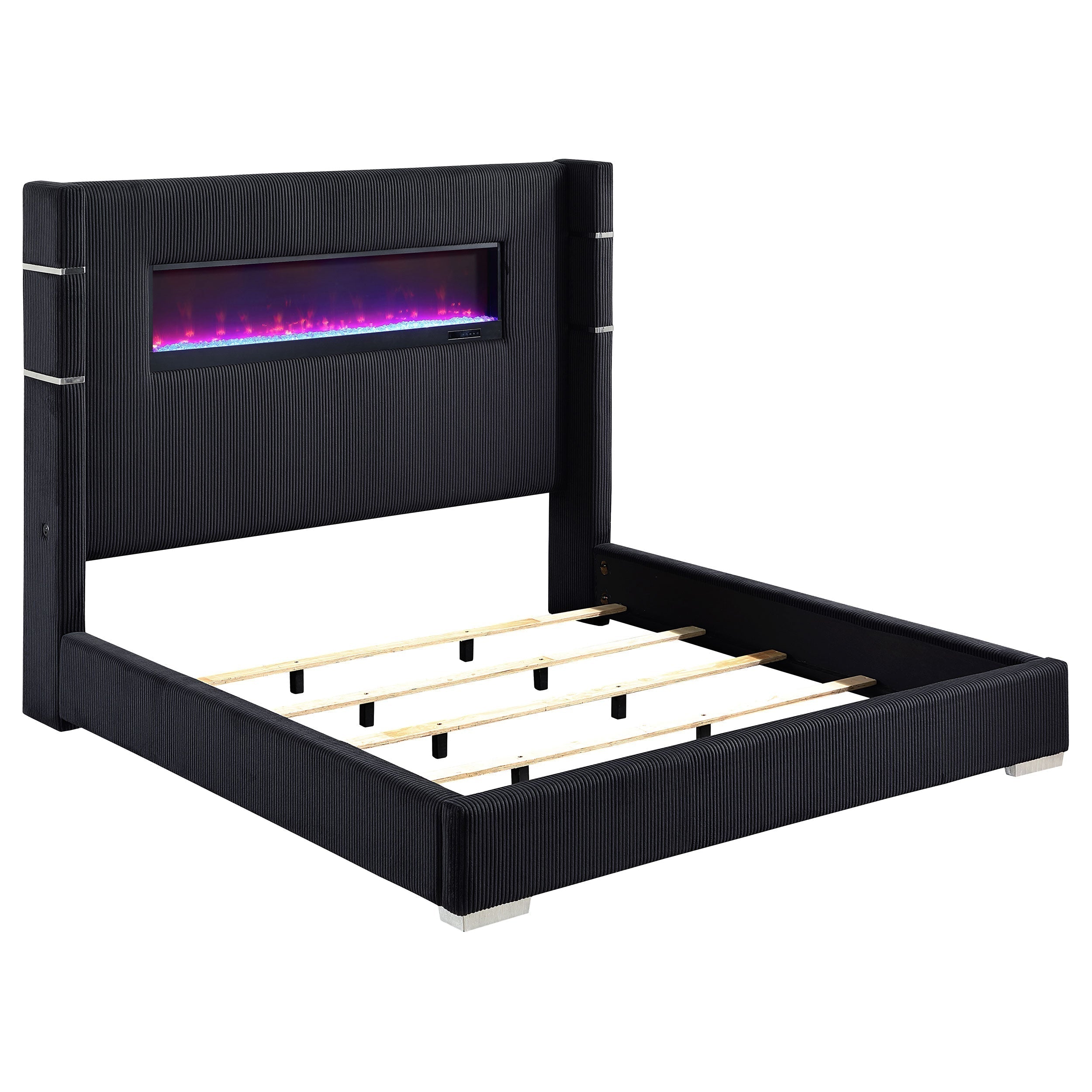 Tisdall 67-inch Upholstered Fireplace Bed Black