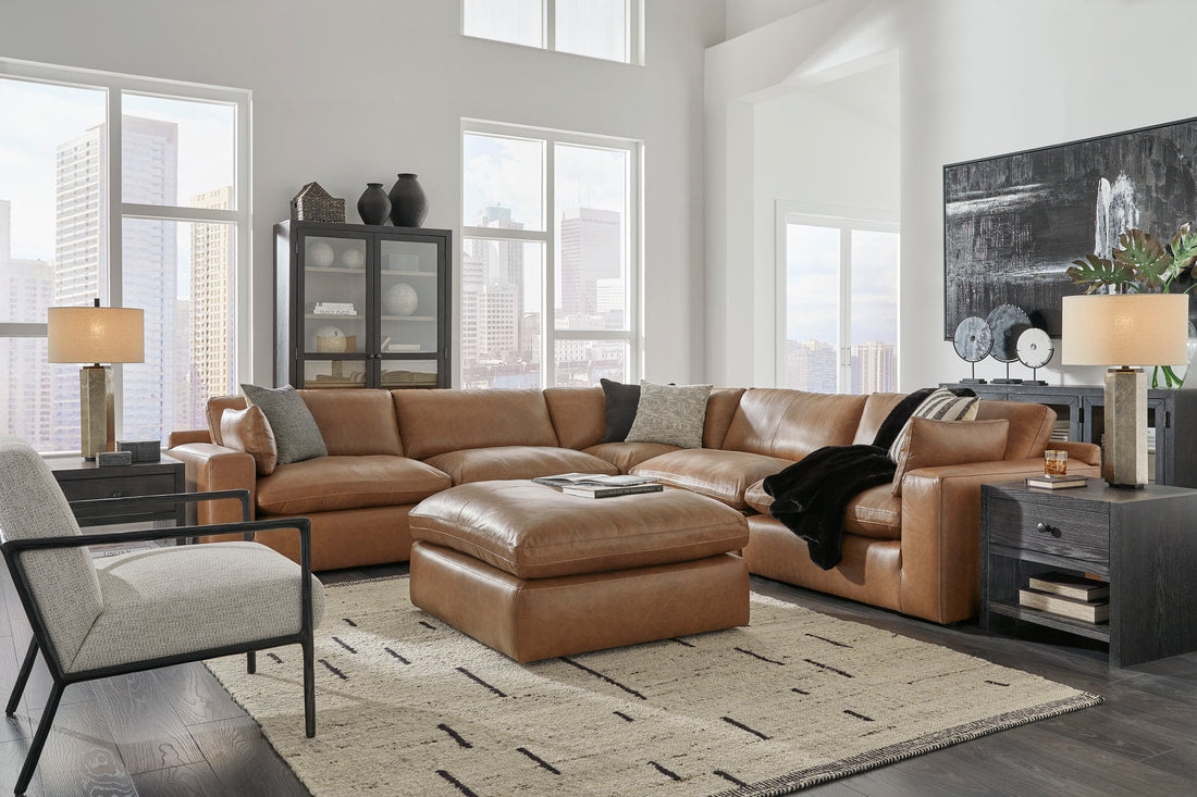 Ashley 309-01 Genuine Leather Modular Sectional — 5-Piece Set