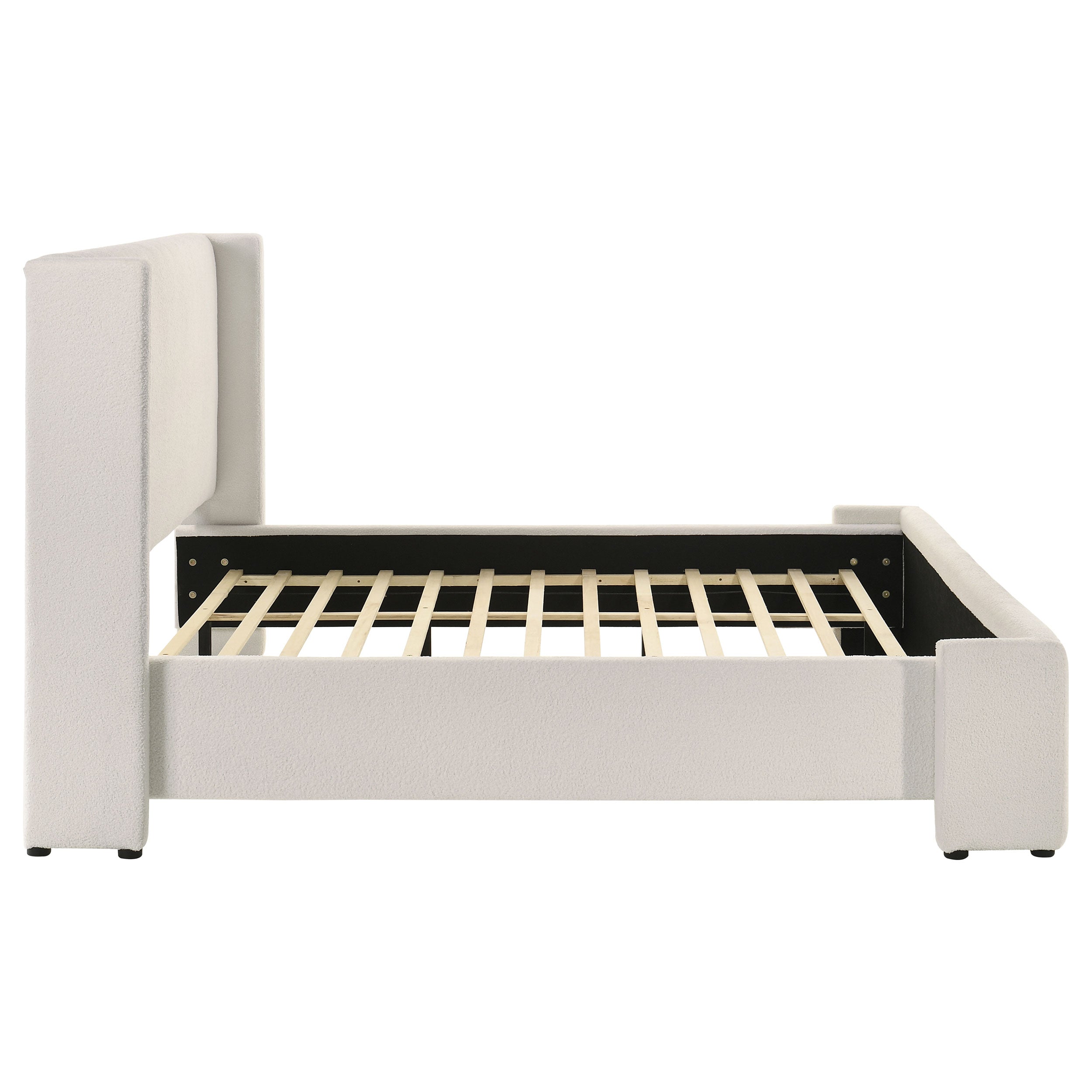 Alamosa Boucle Upholstered Wingback Bed White