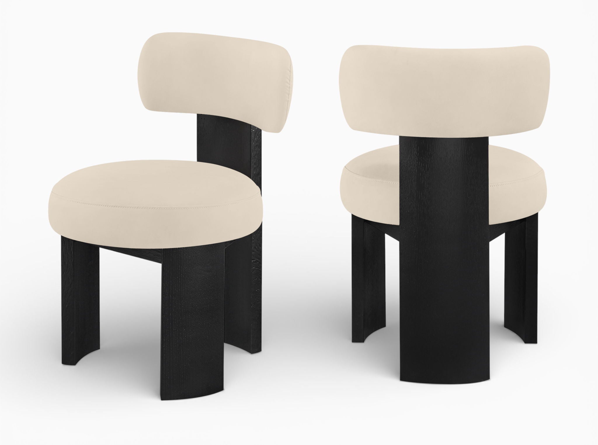 Atelier - Vegan Leather Upholstered Dining Chair (Set of 2) - Beige / Painted Black