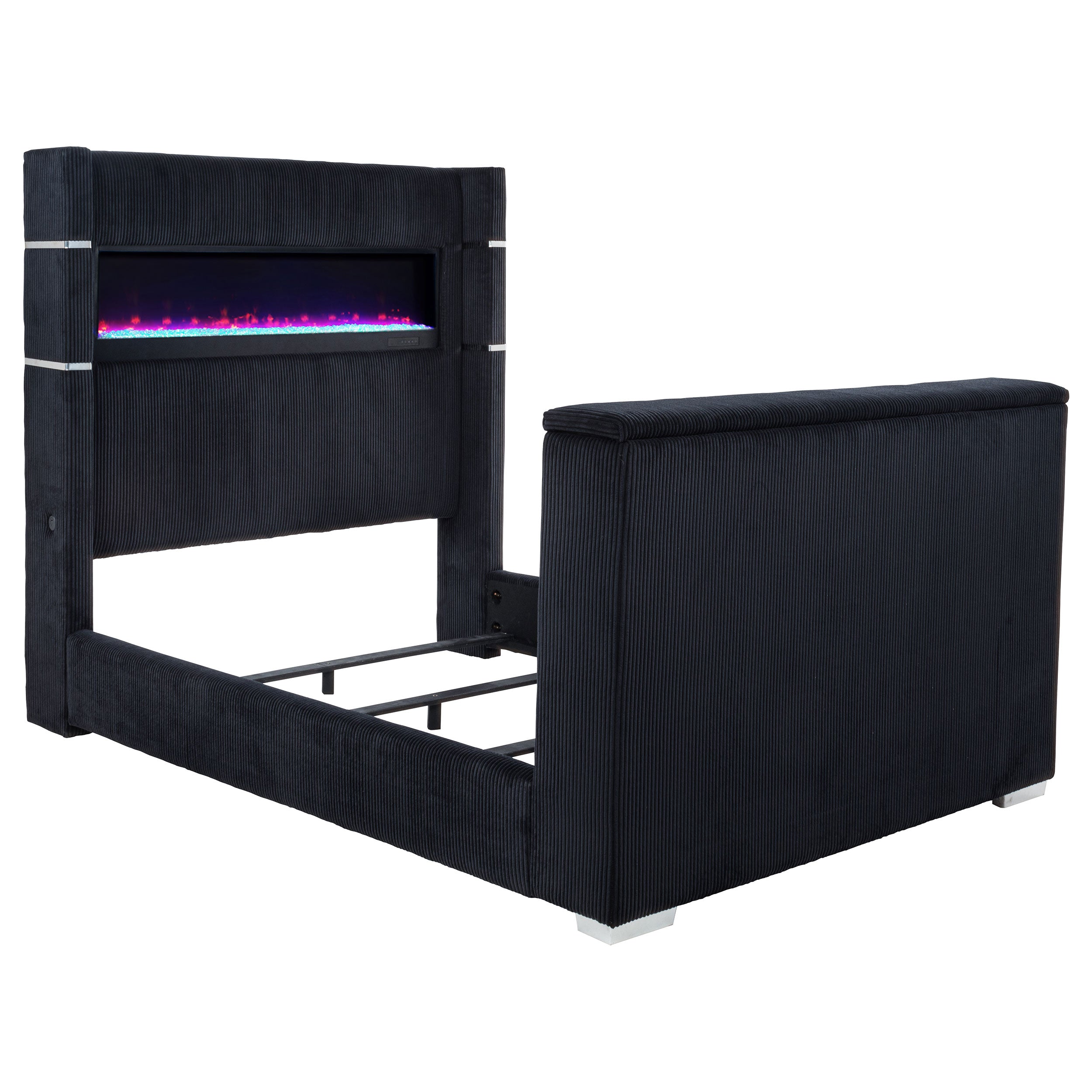 Tisdall Flame Visualizer Wingback TV Bed Black