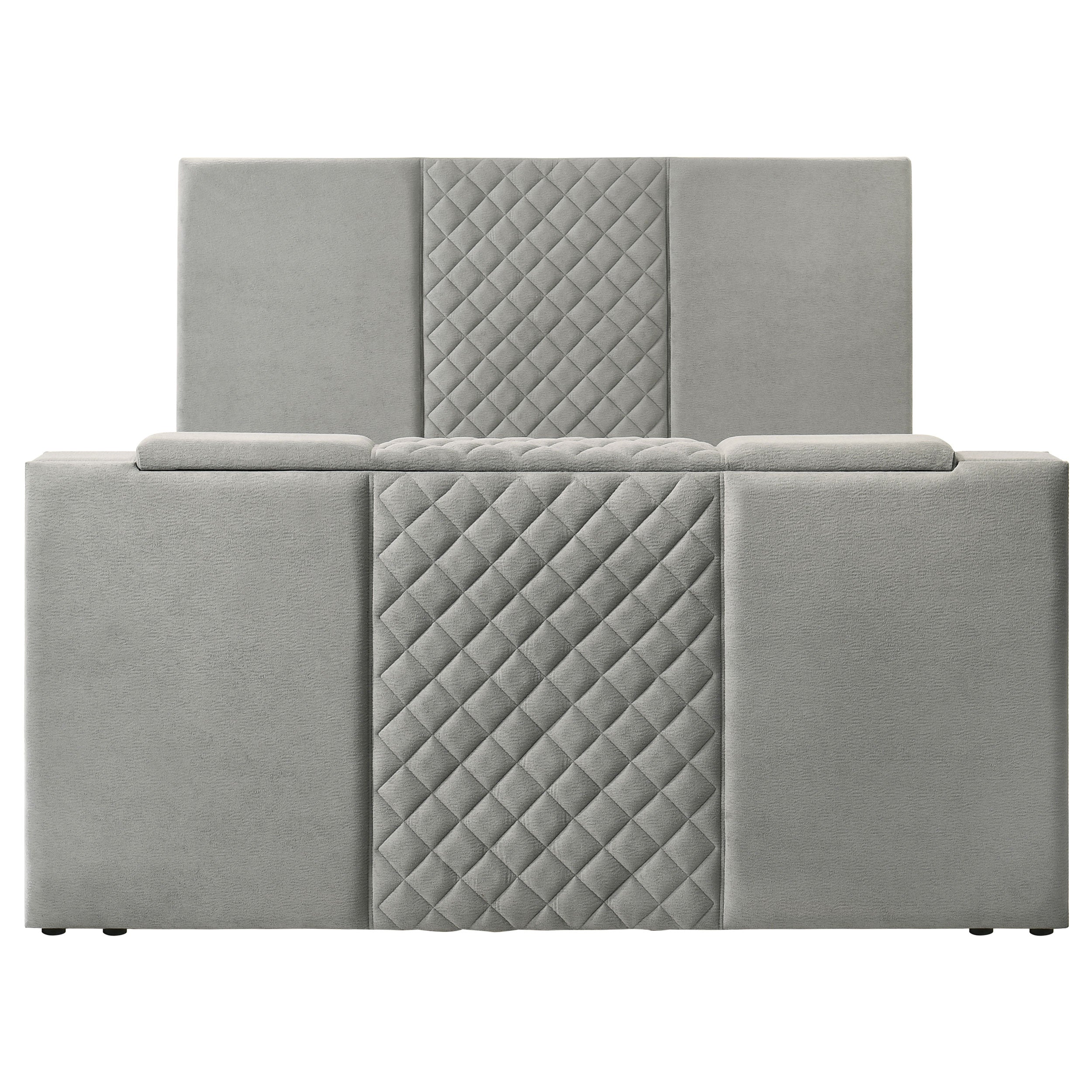 Tara 61-inch Upholstered Panel TV Bed Grey