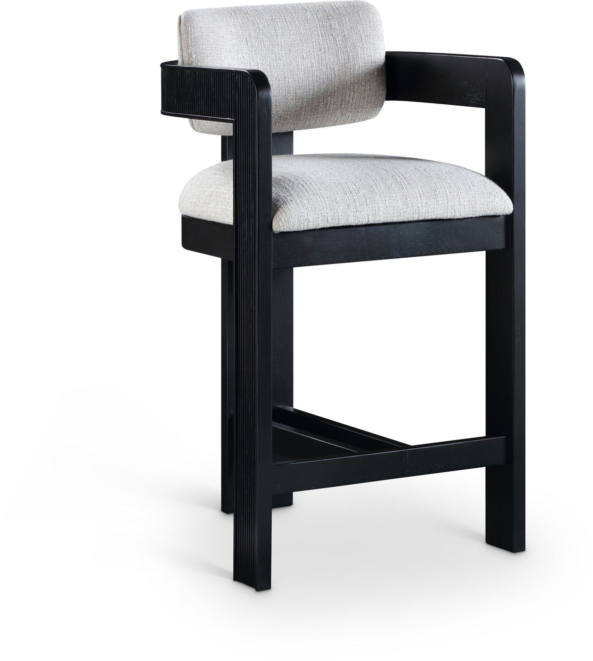 Sacha - Linen Stool with Black Base
