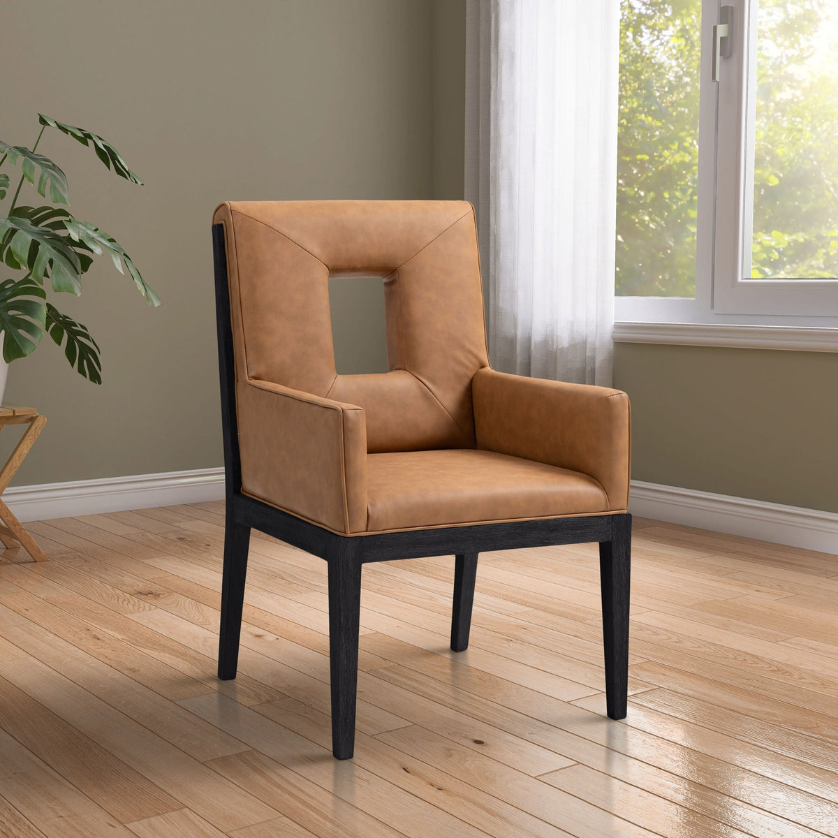 Gwendolyn - Faux Leather Dining Arm Chair with Black Frame