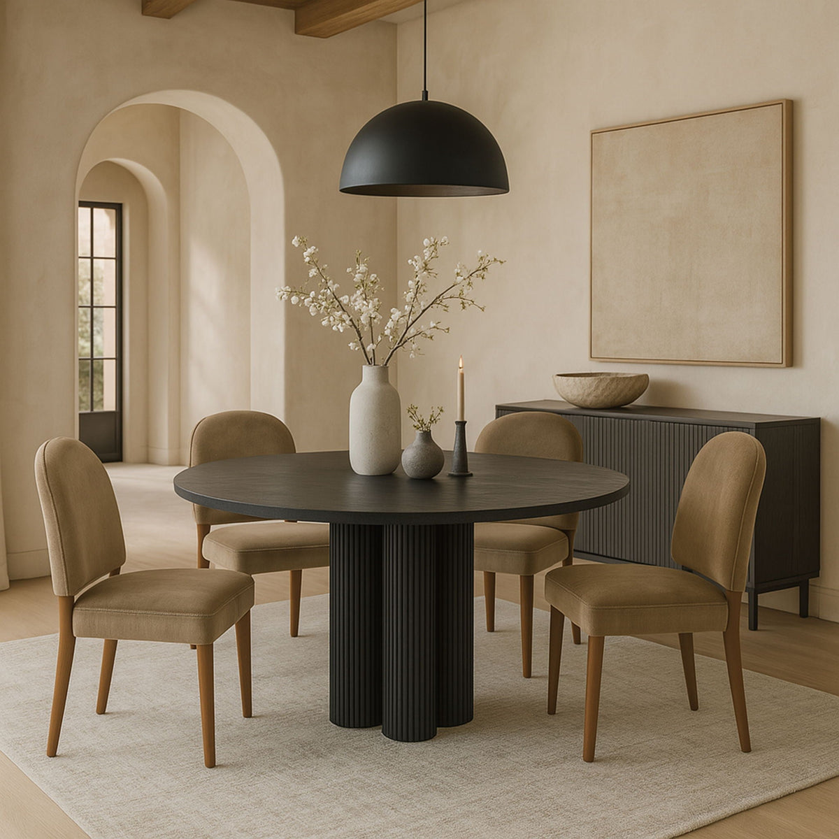 Varinelle - Velvet Dining Chair (Set of 2) with Walnut Frame